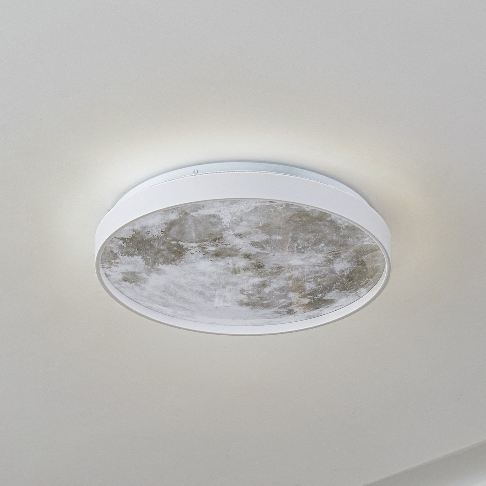 Lindby plafonieră LED Lune plastic metal 38 cm - Camera de zi / sufragerie - modern - gri alb