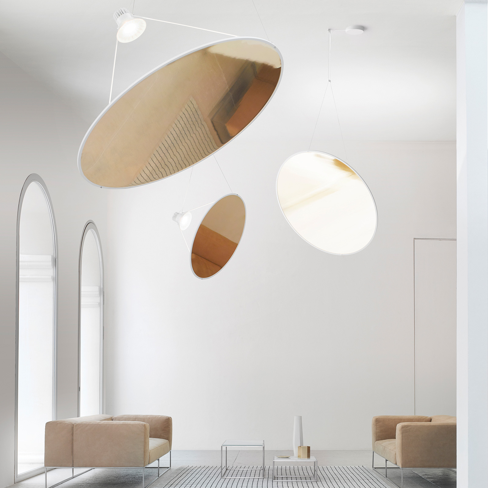 Luceplan Amisol LED pendant light Ø 110cm gold