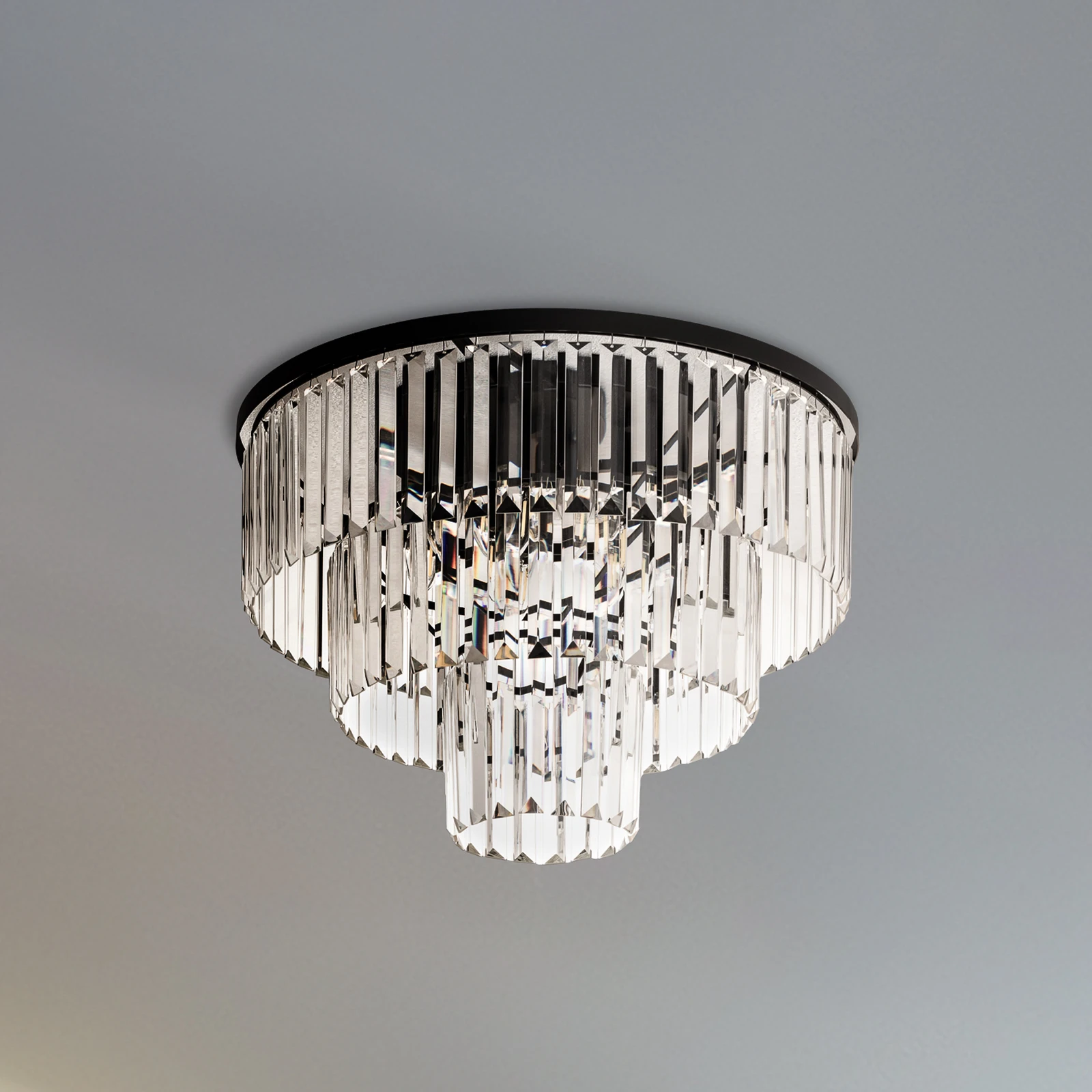 Deckenleuchte Cristal, transparent/schwarz, Ø 56cm