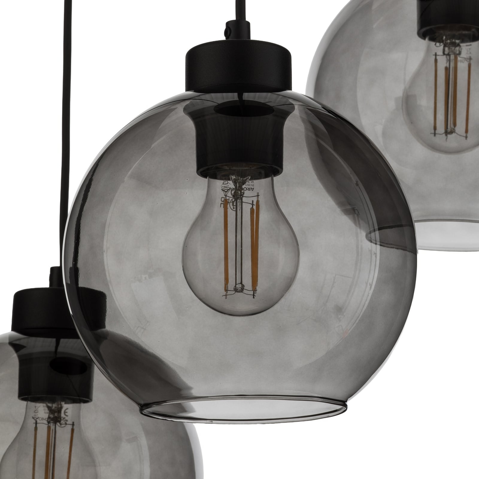 Cubus hengelampe, Ø 50 cm, 3 lyskilder, røykgrå, glass