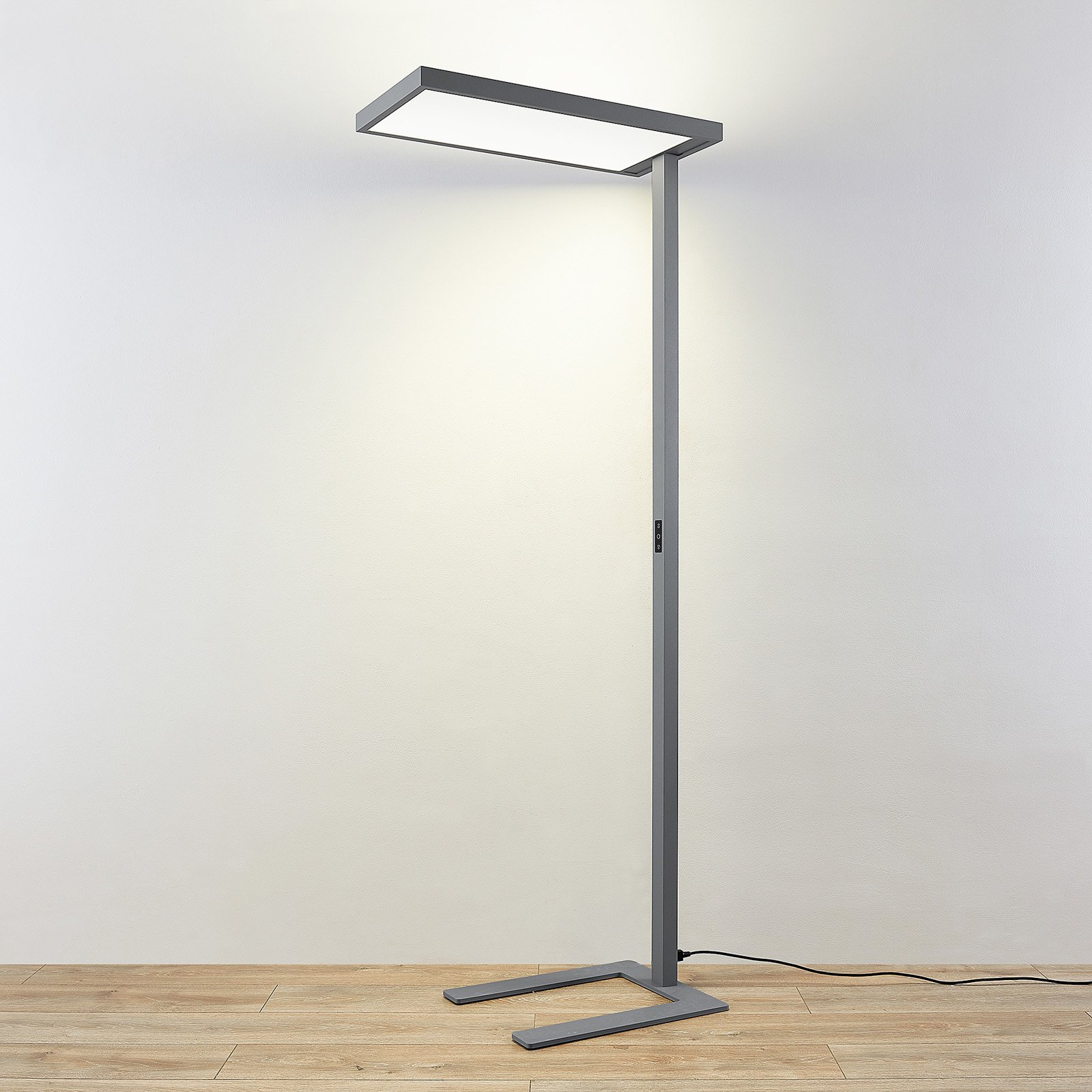 LED-Büro-Stehlampe Somidia mit Dimmer, silber