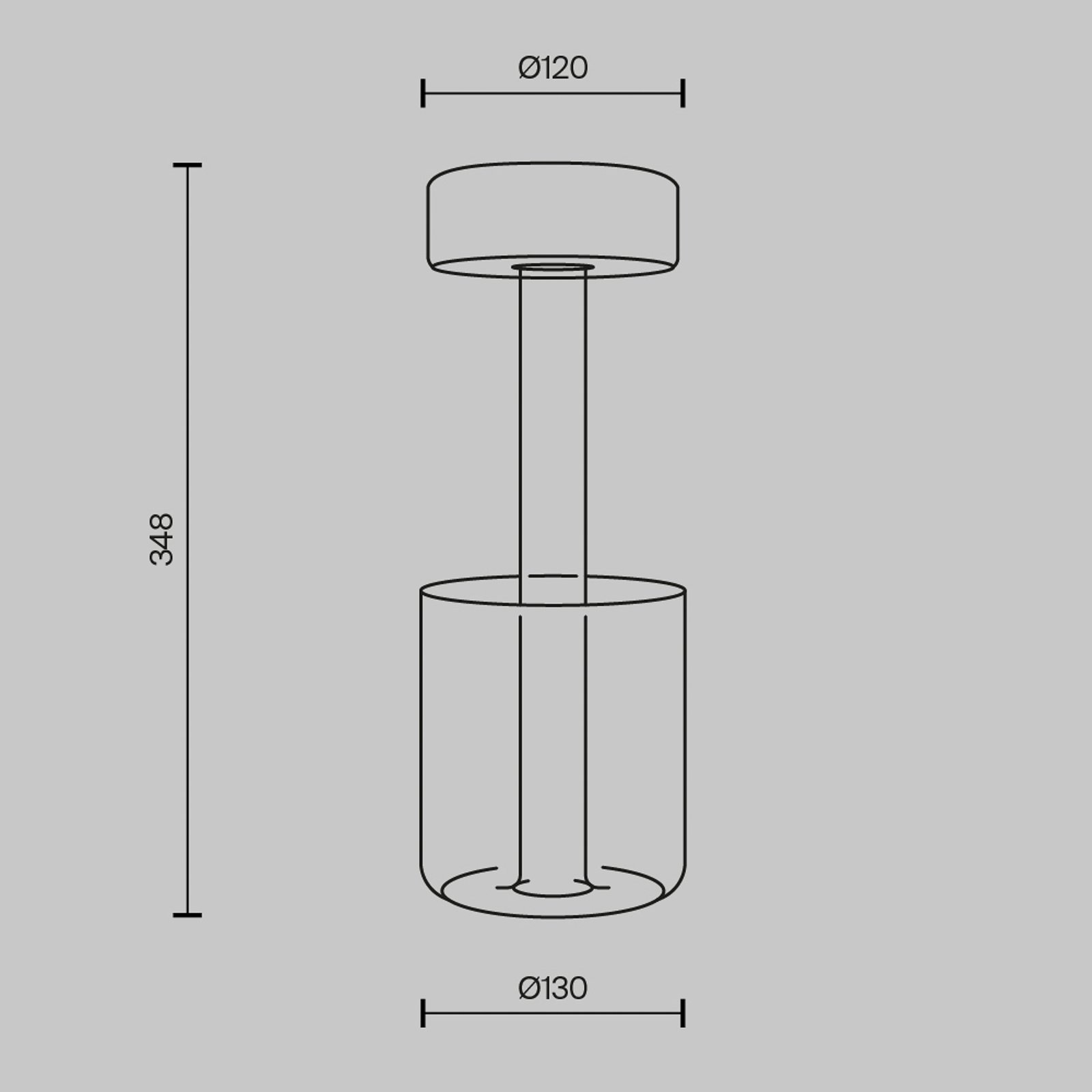 Maytoni LED oppladbar bordlampe AI Collaboration, glass, grå