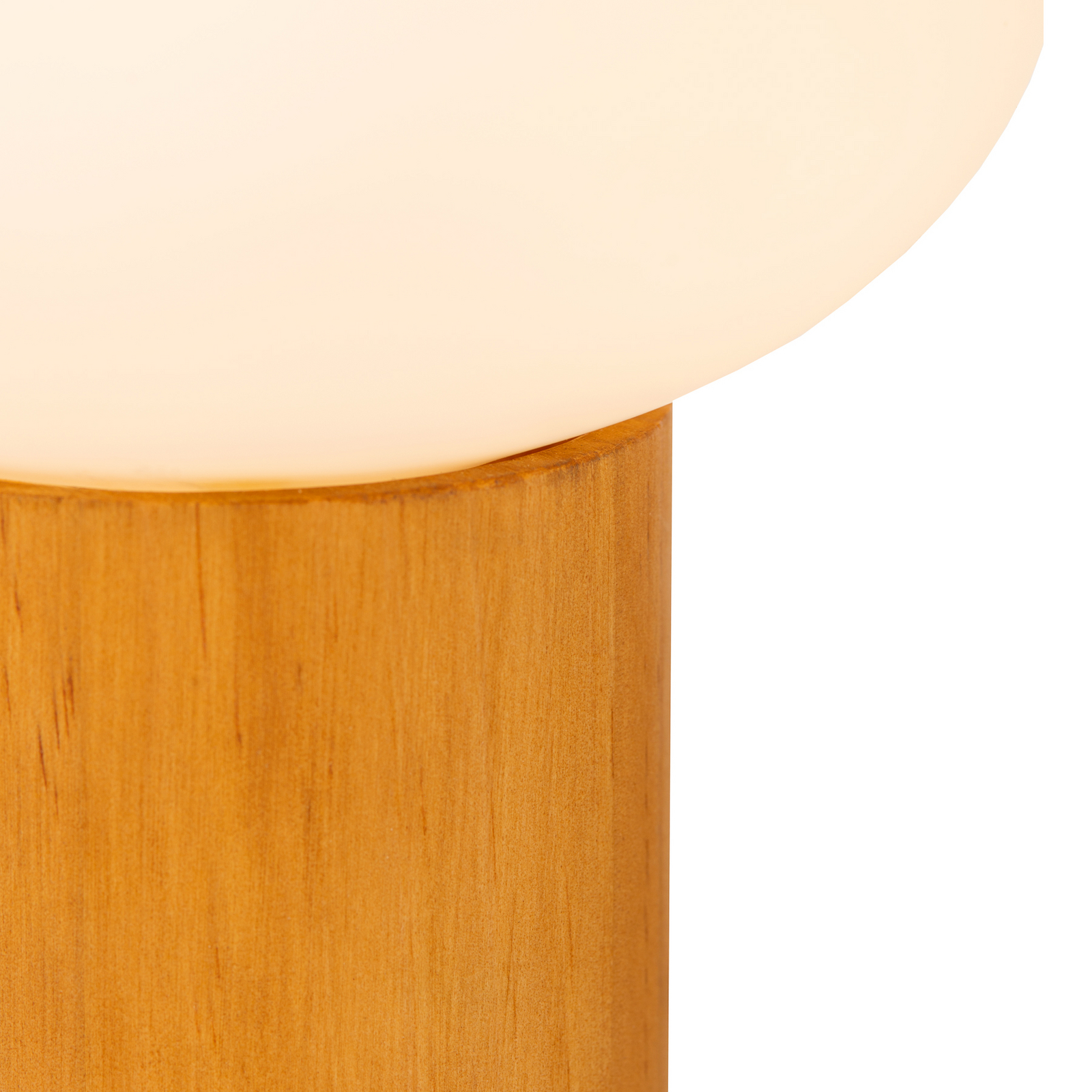 Galda lampa Birtle, augstums 23 cm, balta/gaiša koka, koks/stikls