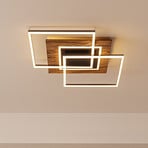 LED plafondlamp Atacama M Plus, eiken/zwart, hout, RGBW