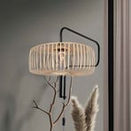 Wandlampe Bloeba, schwarz/Bambus natur, Ausladung 140 cm