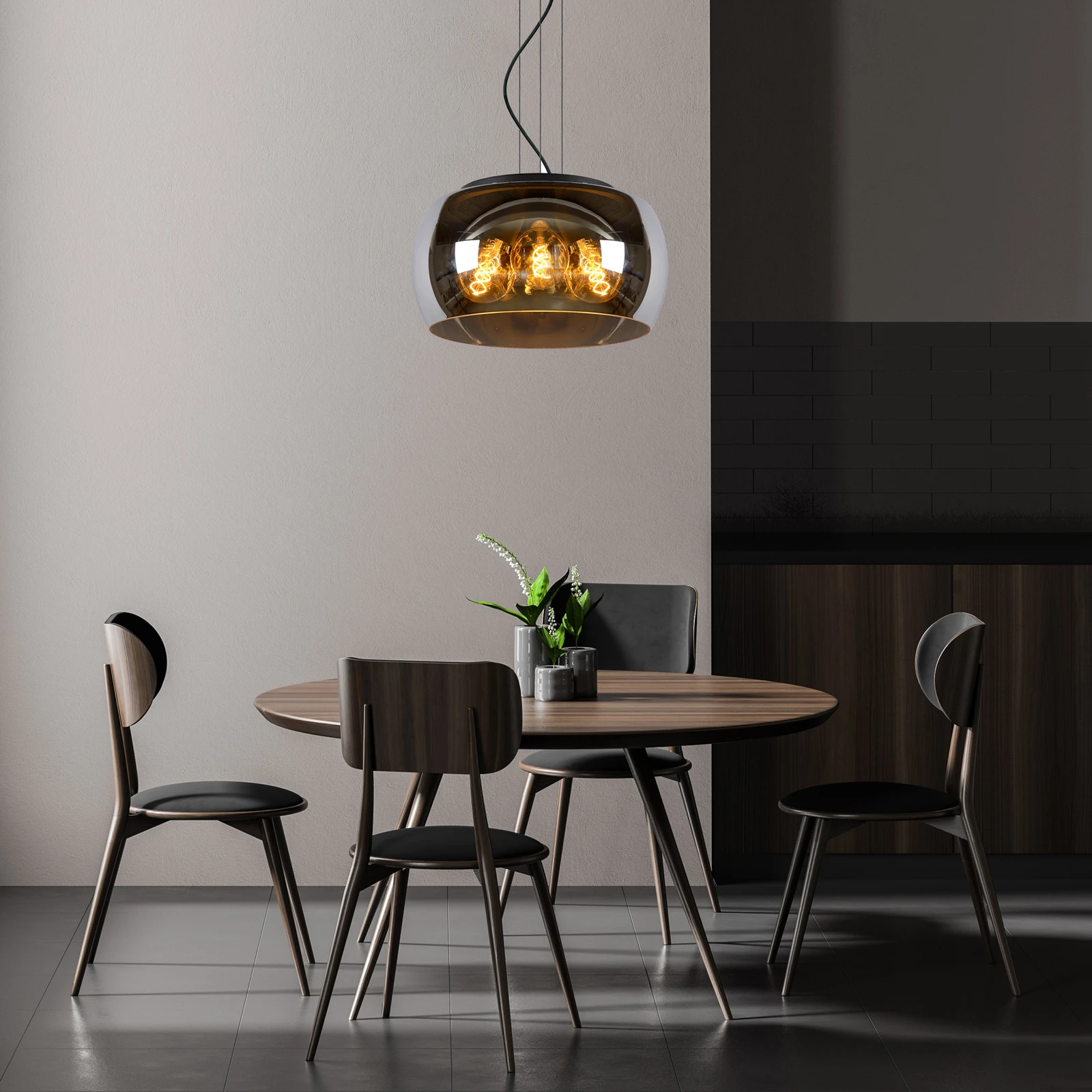 Hängeleuchte Olivia mit Rauchglasschirm Ø 40 cm