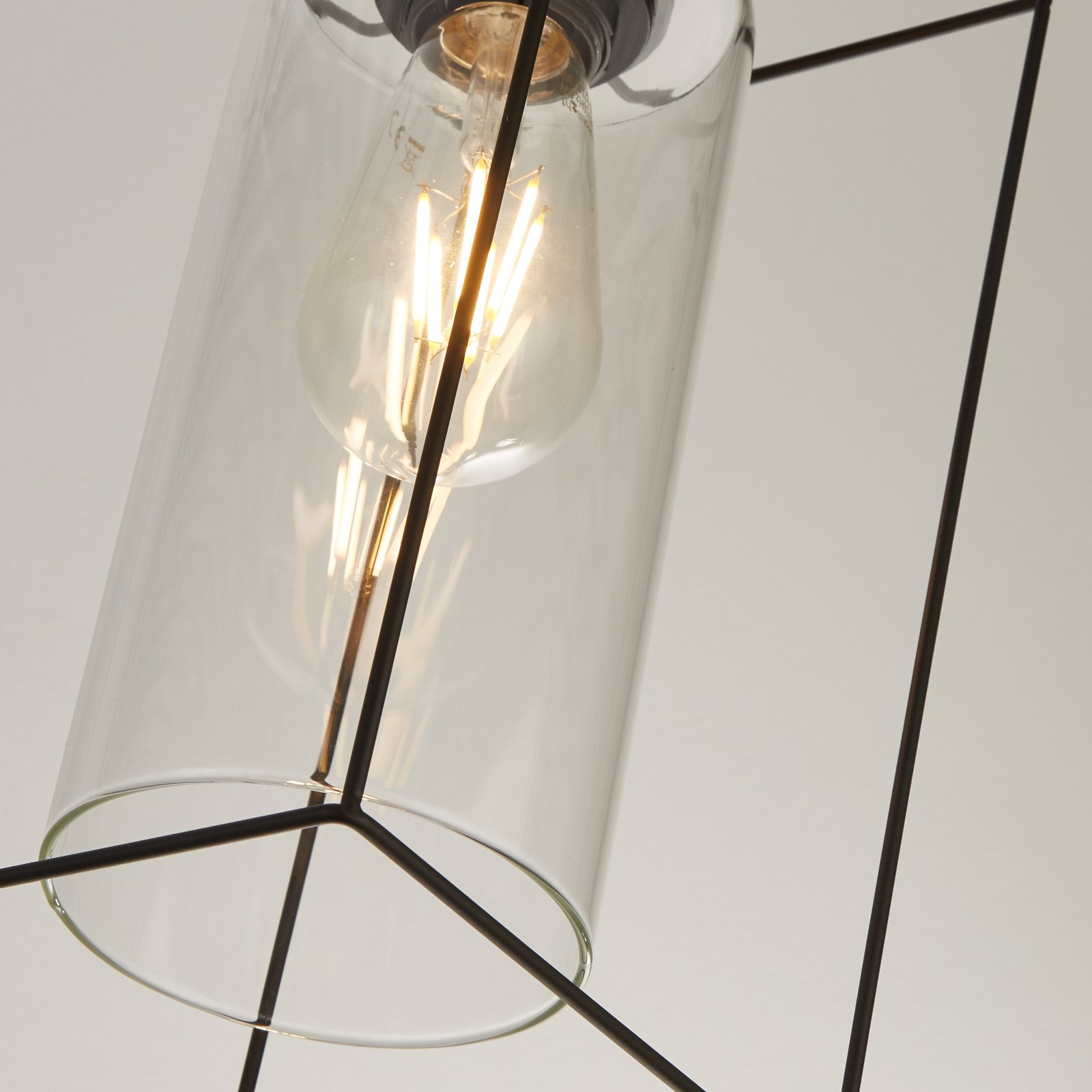 Hanglamp Vesperon, transparant, glas, 3-lamps, 75 cm