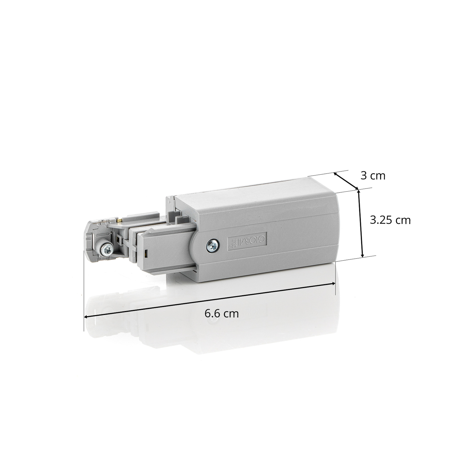 Eindvoeding links voor stroomrail Noa grijs