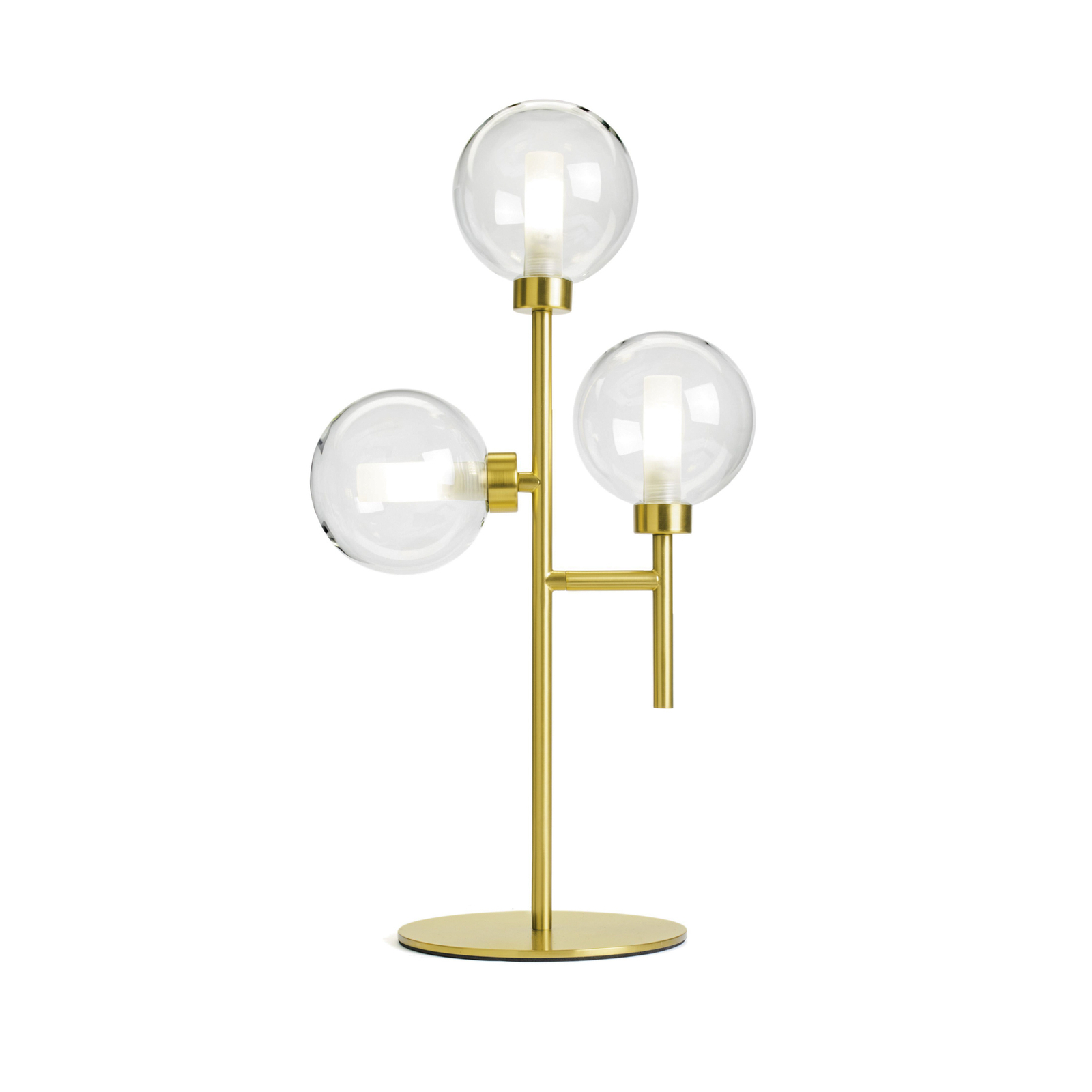 Dom table lamp, 3-bulb, clear/gold, height 55 cm, glass