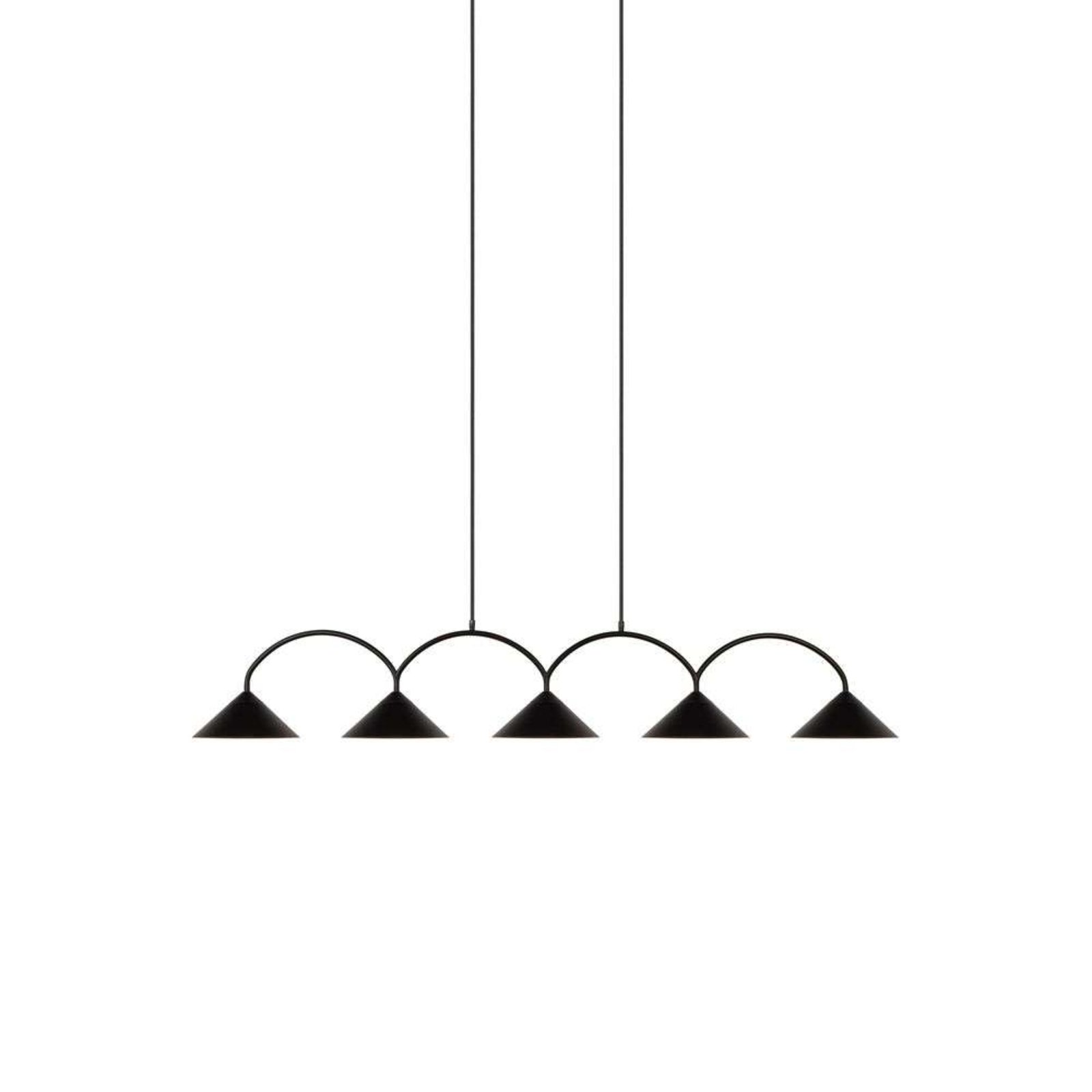 Globen Lighting Hängelampe CURVE 5, schwarz, 5-flg., 165 cm
