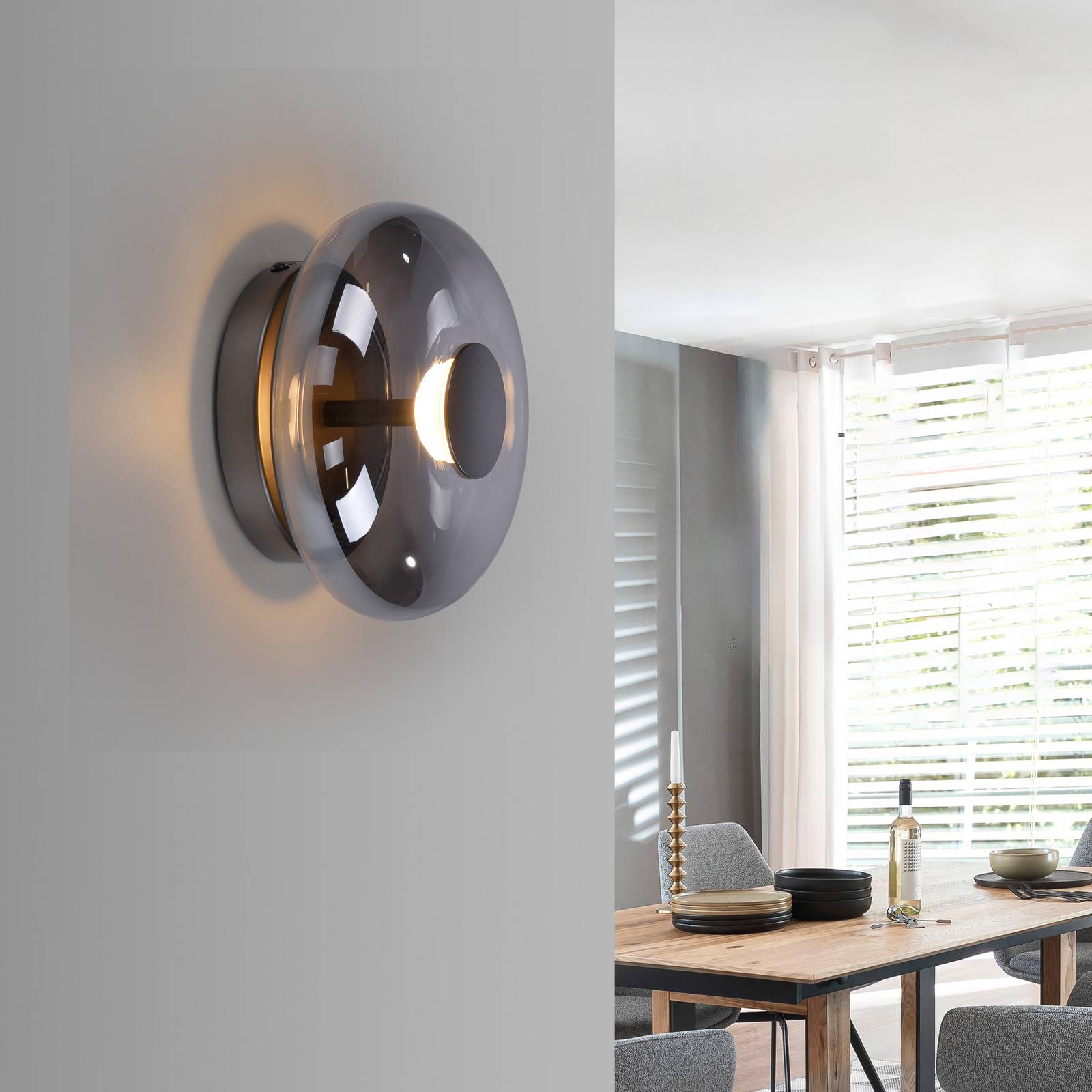 SCHÖNER WOHNEN lampa sufitowa LED Posh, szkło dymne, 3000 K