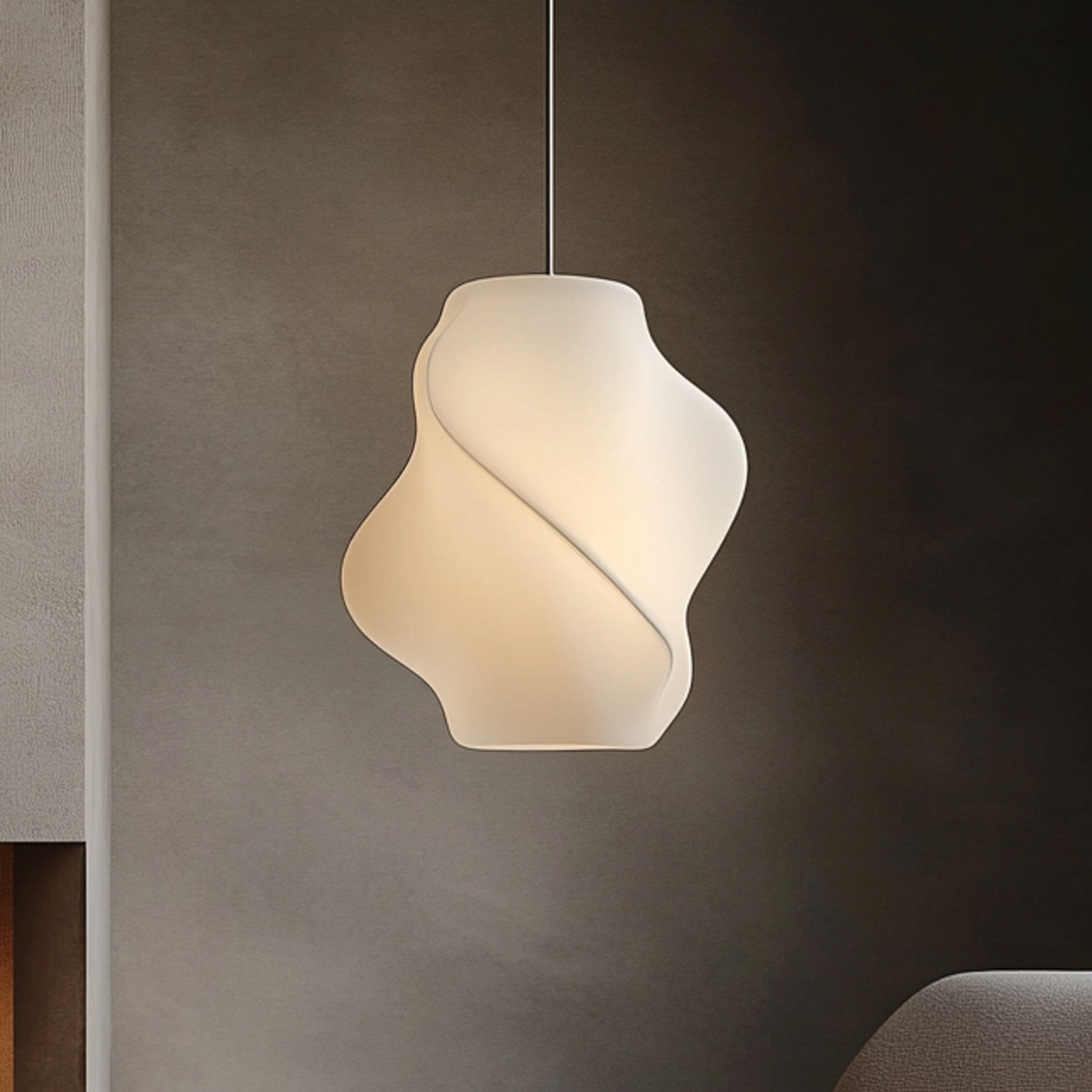Lucande lampă suspendată Tovina, textil, alb, Ø35cm