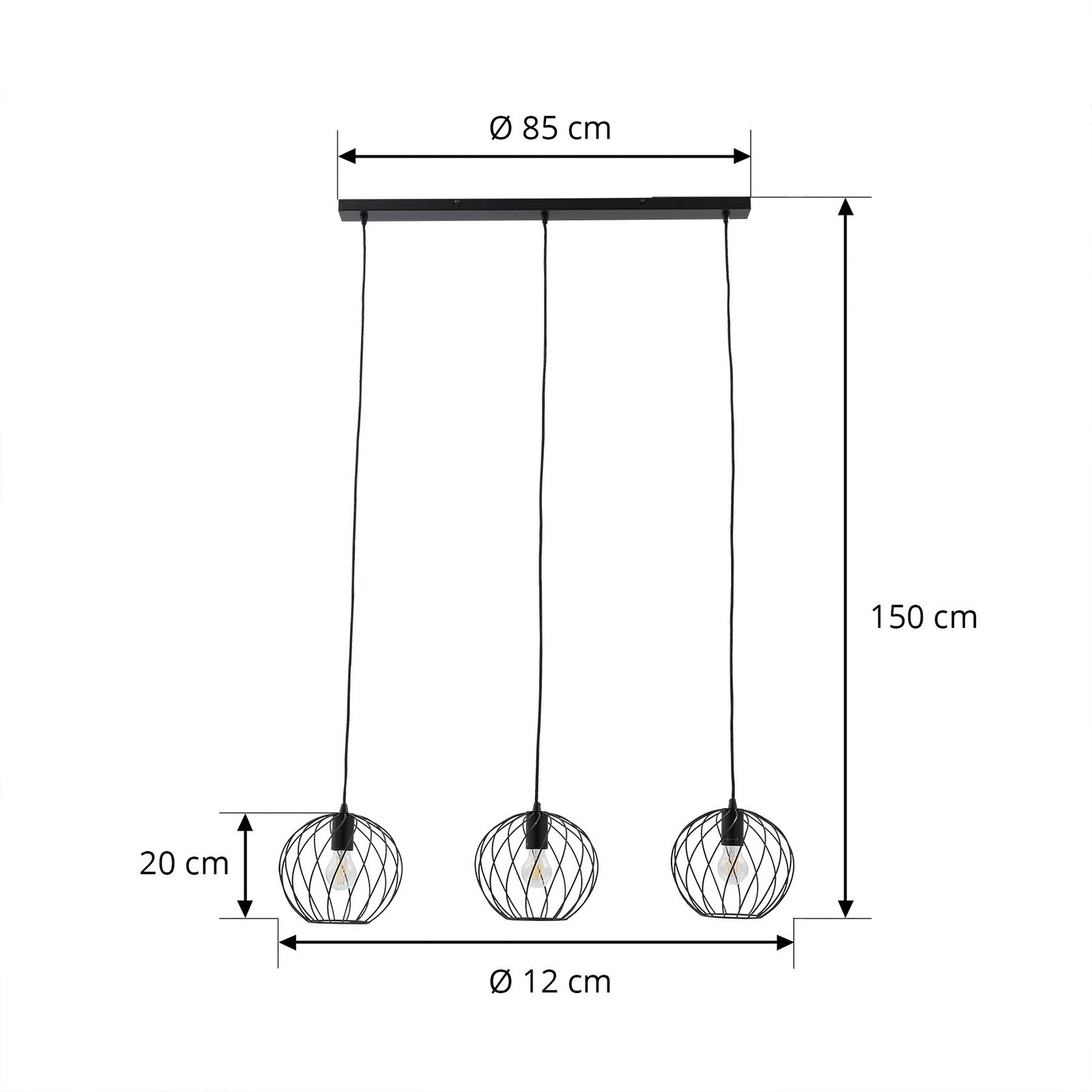 Danika Long Lámpara Colgante L105 Negro - Lindby