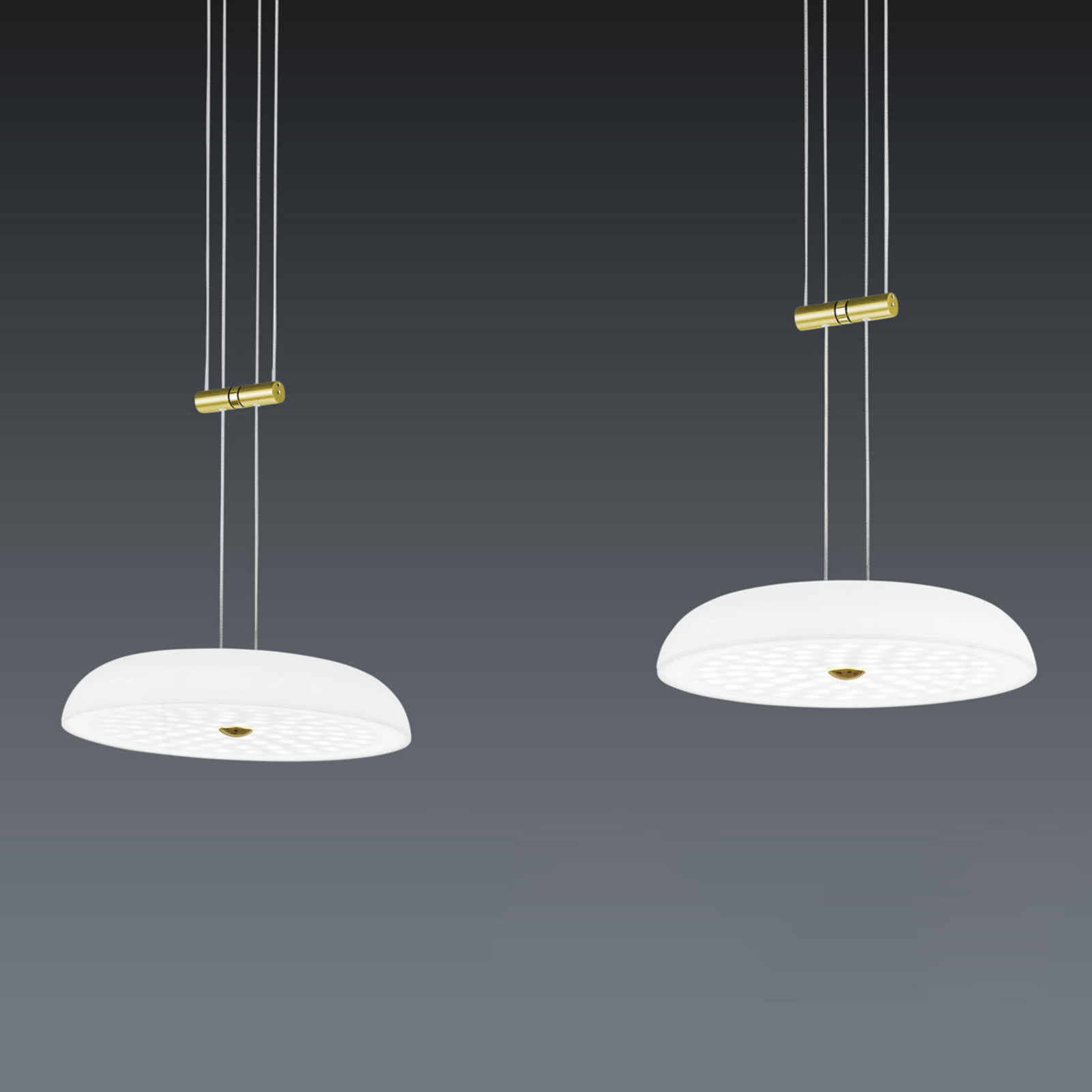 BANKAMP Vanity hanging light 2-bulb in brass, for Living / Dining Room, glass, metal, 60 W, energy efficiency: A+, W: 74 cm