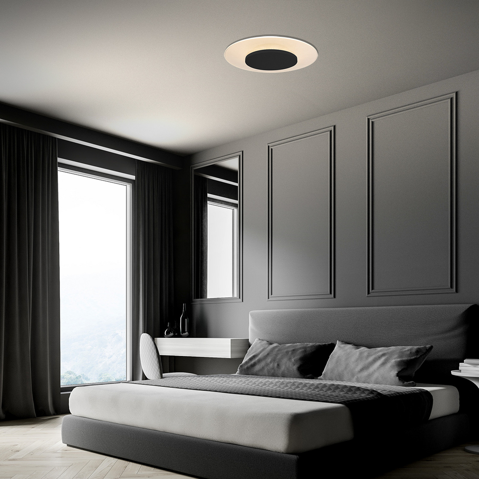 Steinhauer Plafonieră cu LED Lido negru Ø 42cm - Camera de zi / sufragerie - modern - negru alb - Metal