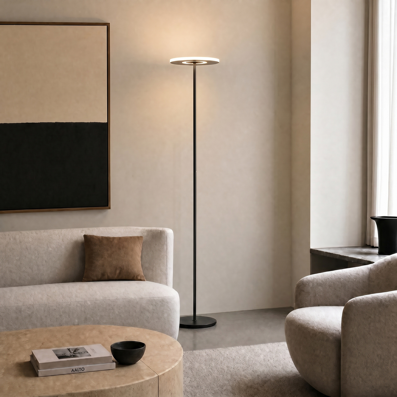 Lucande LED vloerlamp Raymond, zwart, CCT, dimbaar Lucande LED vloerlamp Raymond, zwart, CCT, dimbaar