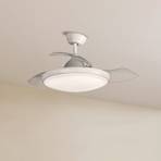 Ventilateur de plafond LED Zonda, moteur DC, silencieux, blanc, IP44, CCT