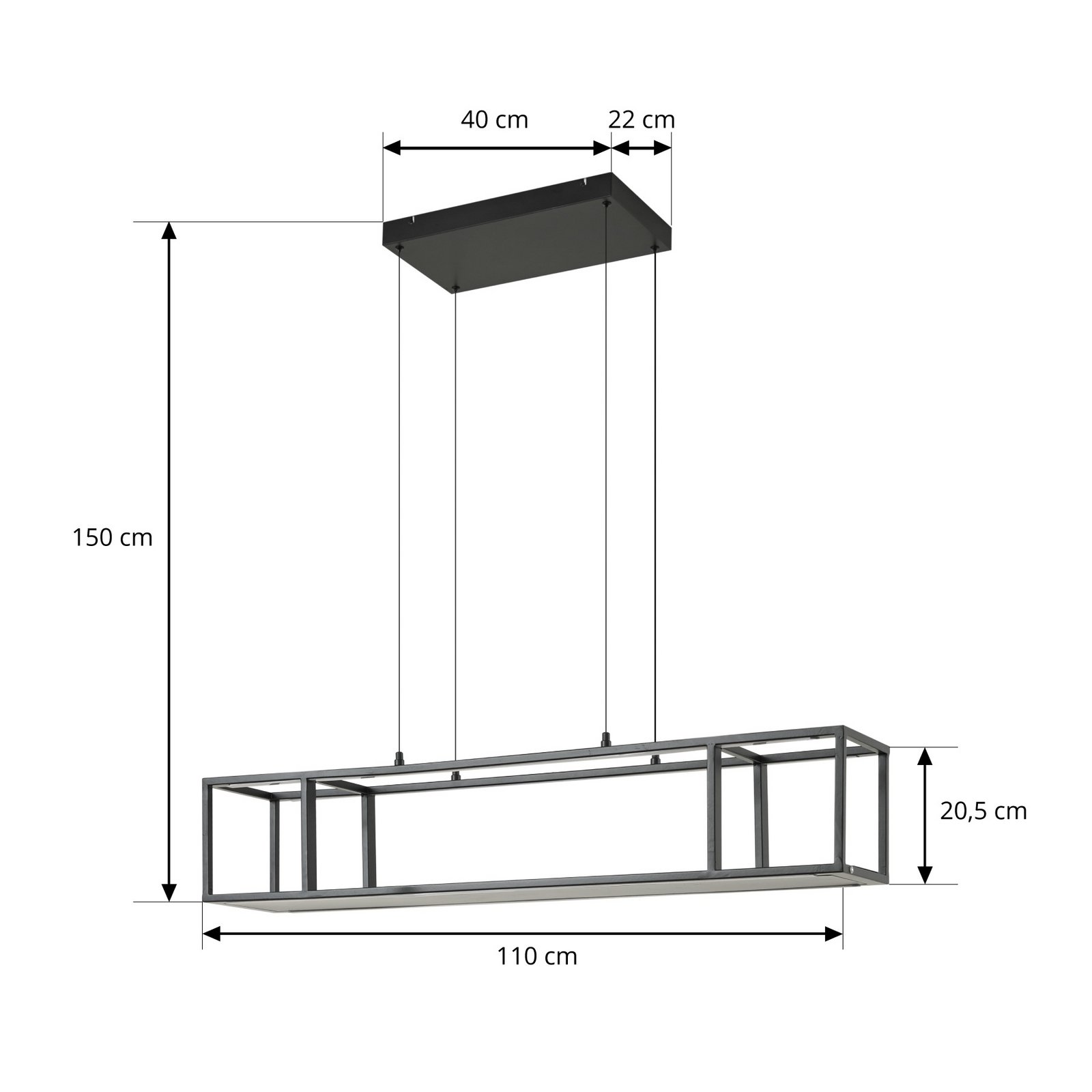 LED-riippuvalaisin, himmennettävä, 110 cm, musta - Lucande LED-riippuvalaisin, himmennettävä, 110 cm, musta - Lucande