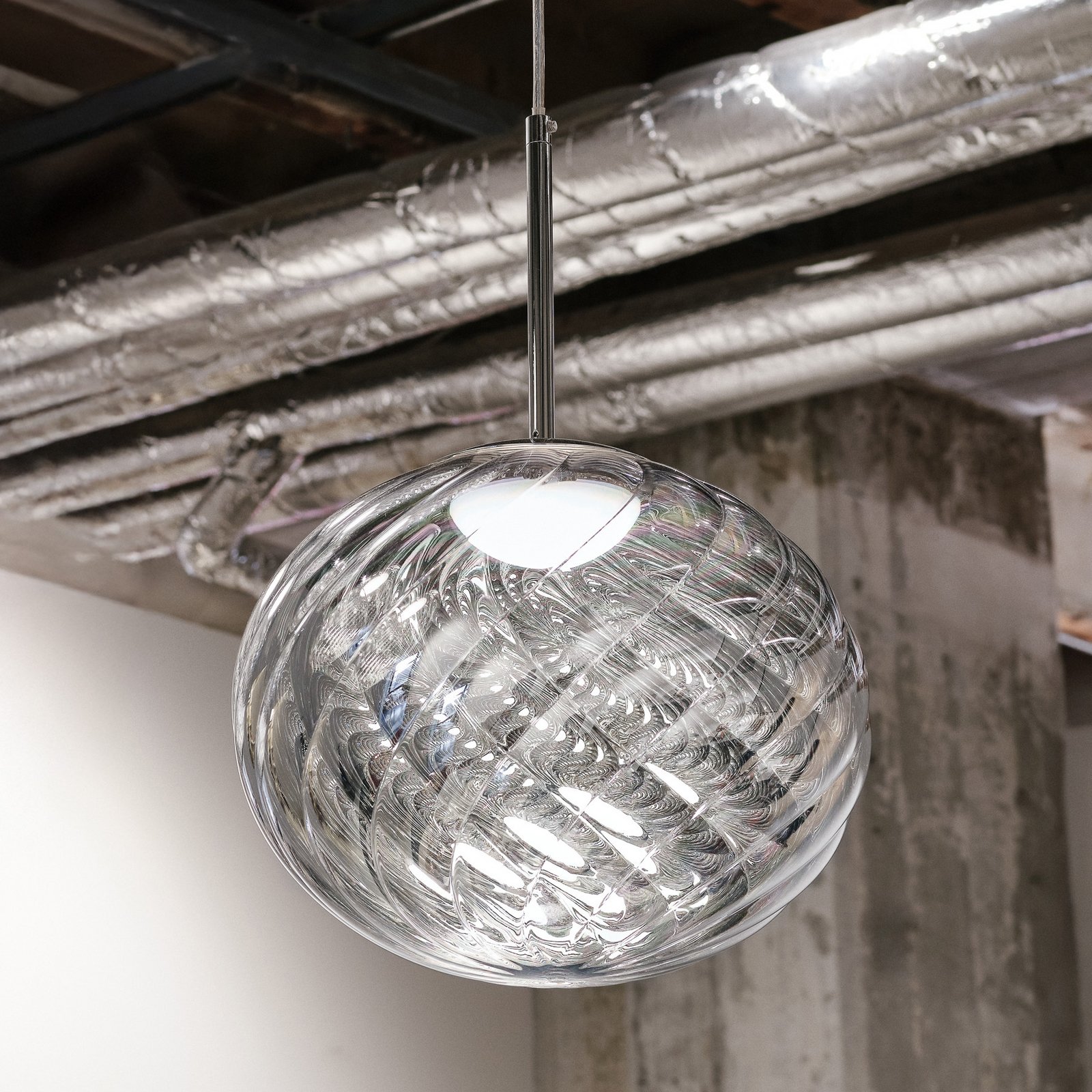 Candeeiro suspenso LED Whirl da Tom Dixon, prateado, 30 cm, plástico, regulável Candeeiro suspenso LED Whirl da Tom Dixon, prateado, 30 cm, plástico, regulável