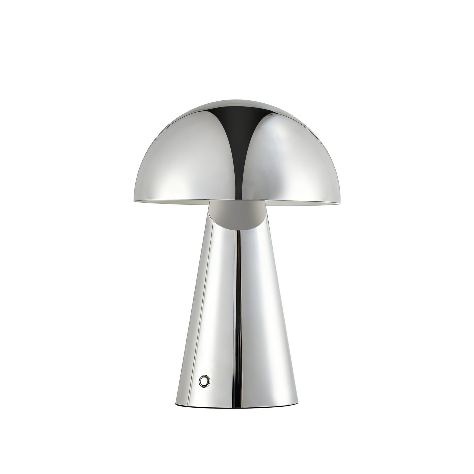 Lindby LED-Akkutischlampe Nevijo, chrom, Ø20cm, USB, Dimmer Lindby LED-Akkutischlampe Nevijo, chrom, Ø20cm, USB, Dimmer