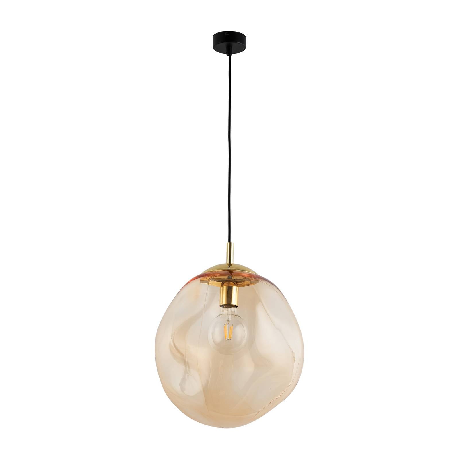 Glas-Hängeleuchte Sol, Ø 35cm, schwarz/bernstein