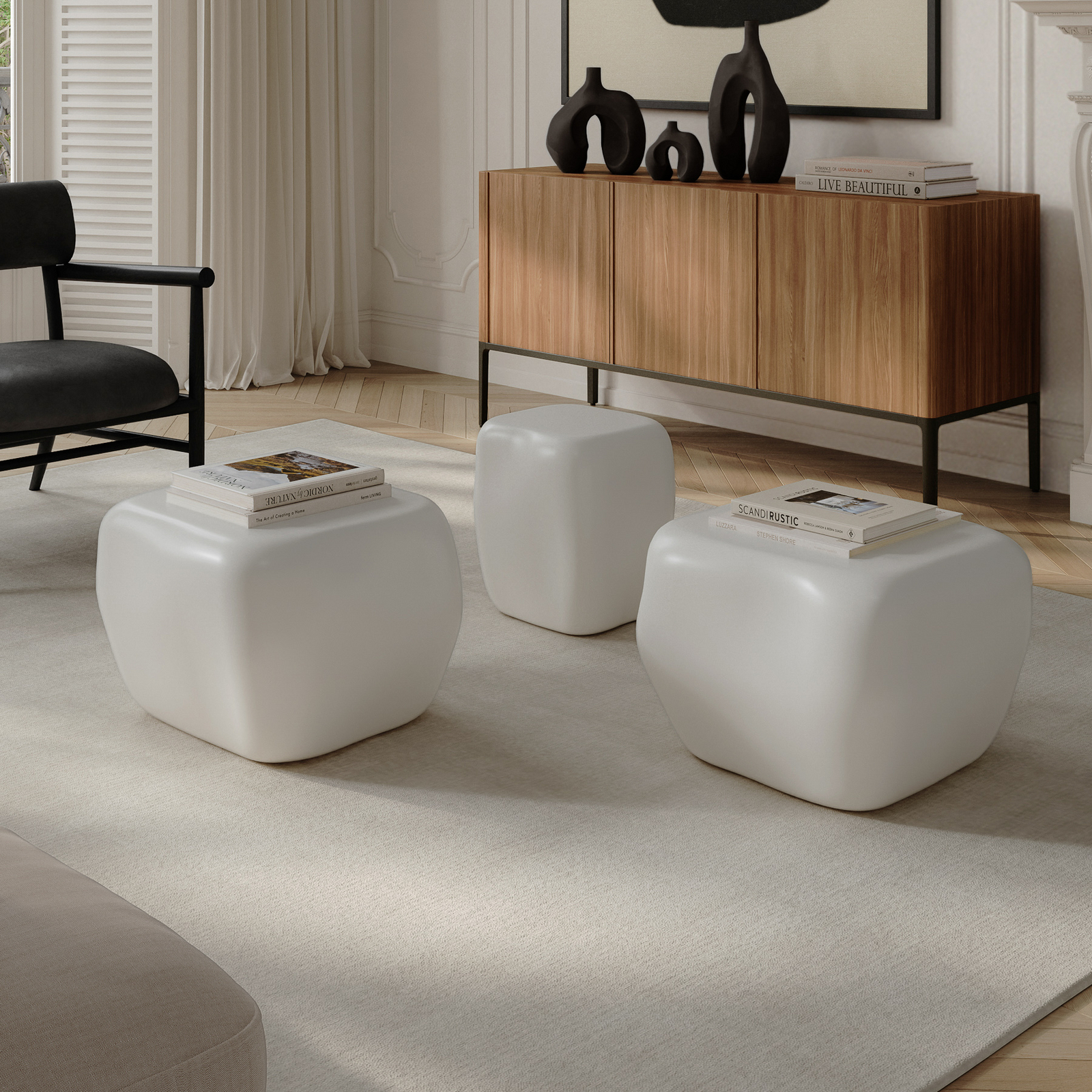 Stolik pomocniczy Ishi, biały, szerokość 31 cm, szkło – 101 Copenhagen