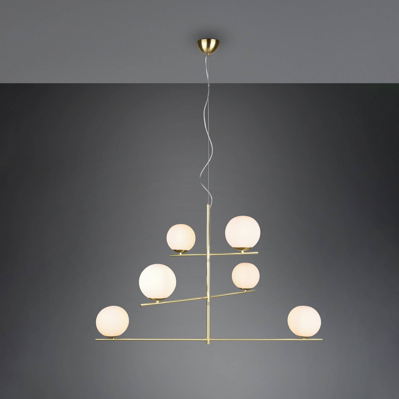 Image of Trio Lighting Lampada a sospensione Braccia orientabili pure a 6 luci ottone/bianco