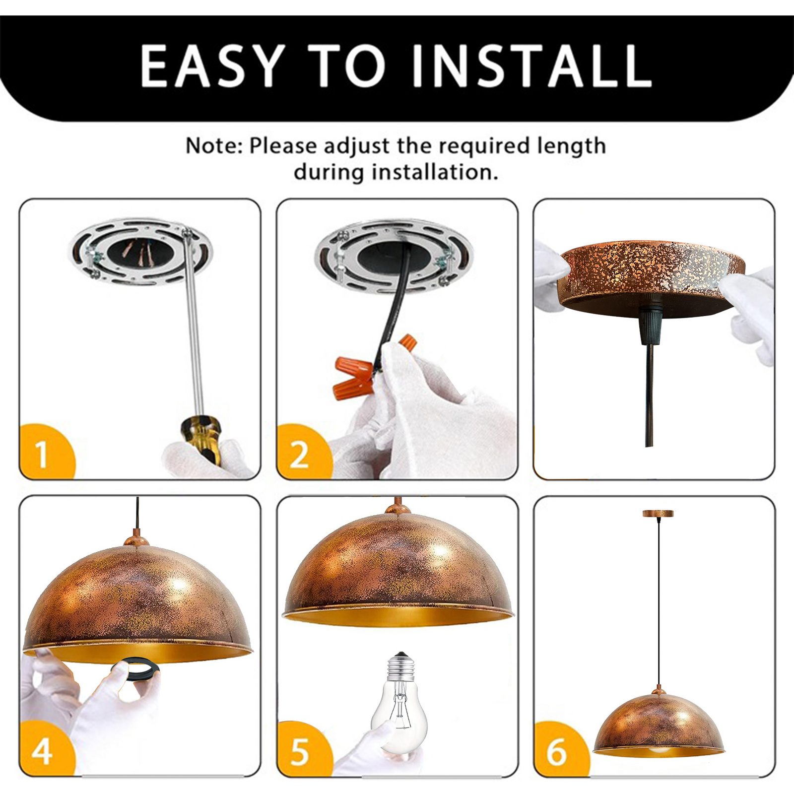 Suspension Casimir, cuivre bruni, Ø 50 cm, métal, E27