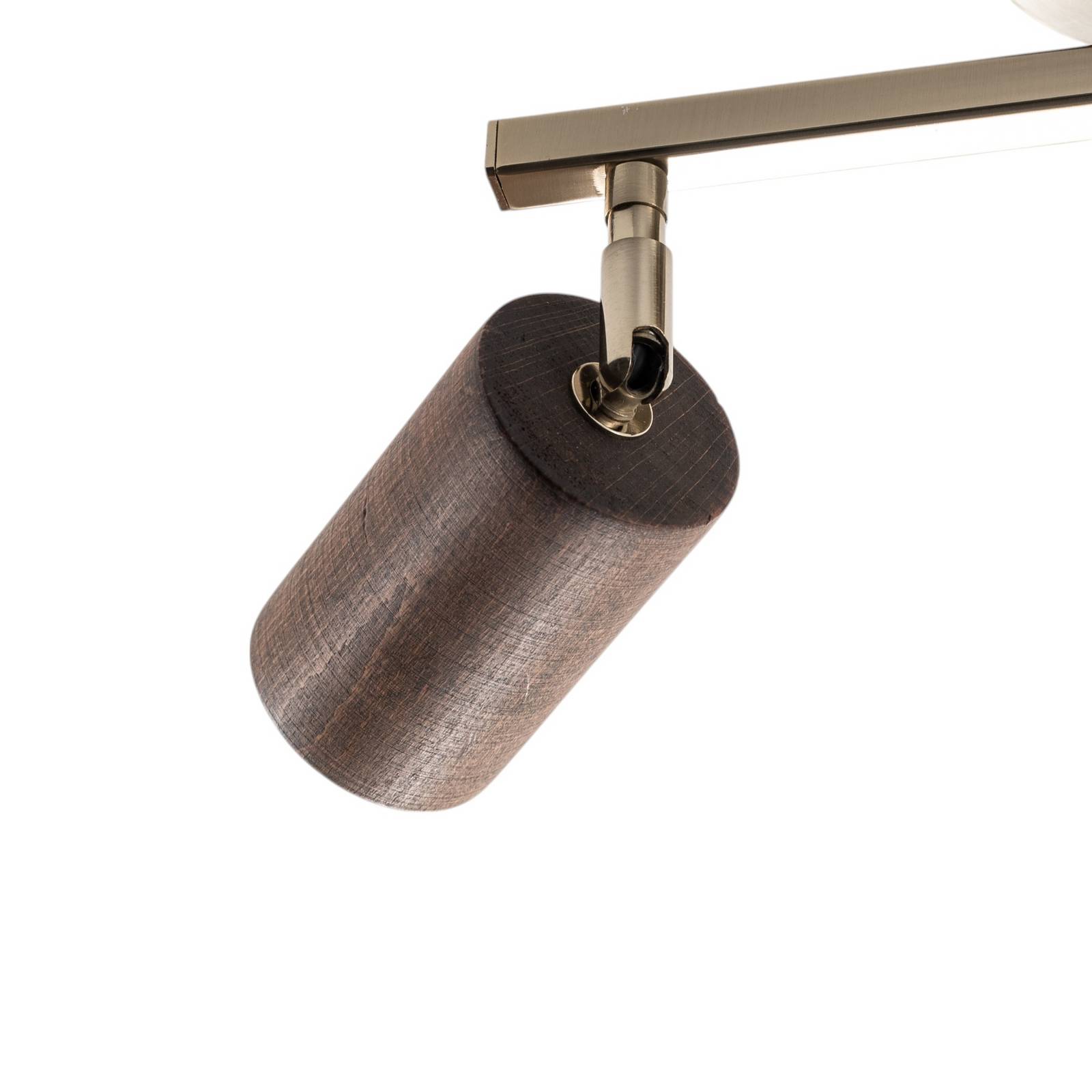 Reflektor sufitowy Legno, 2-punktowy, brązowy / mosiądz, wysokość 23 cm,