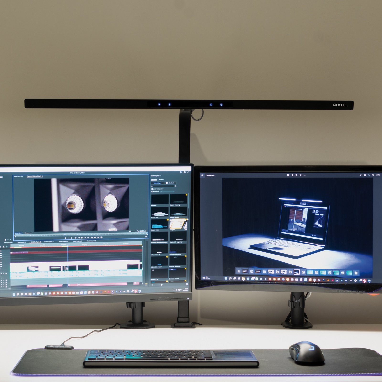 Luz LED para monitor MAULgate, sensor, regulável, preta, terminal