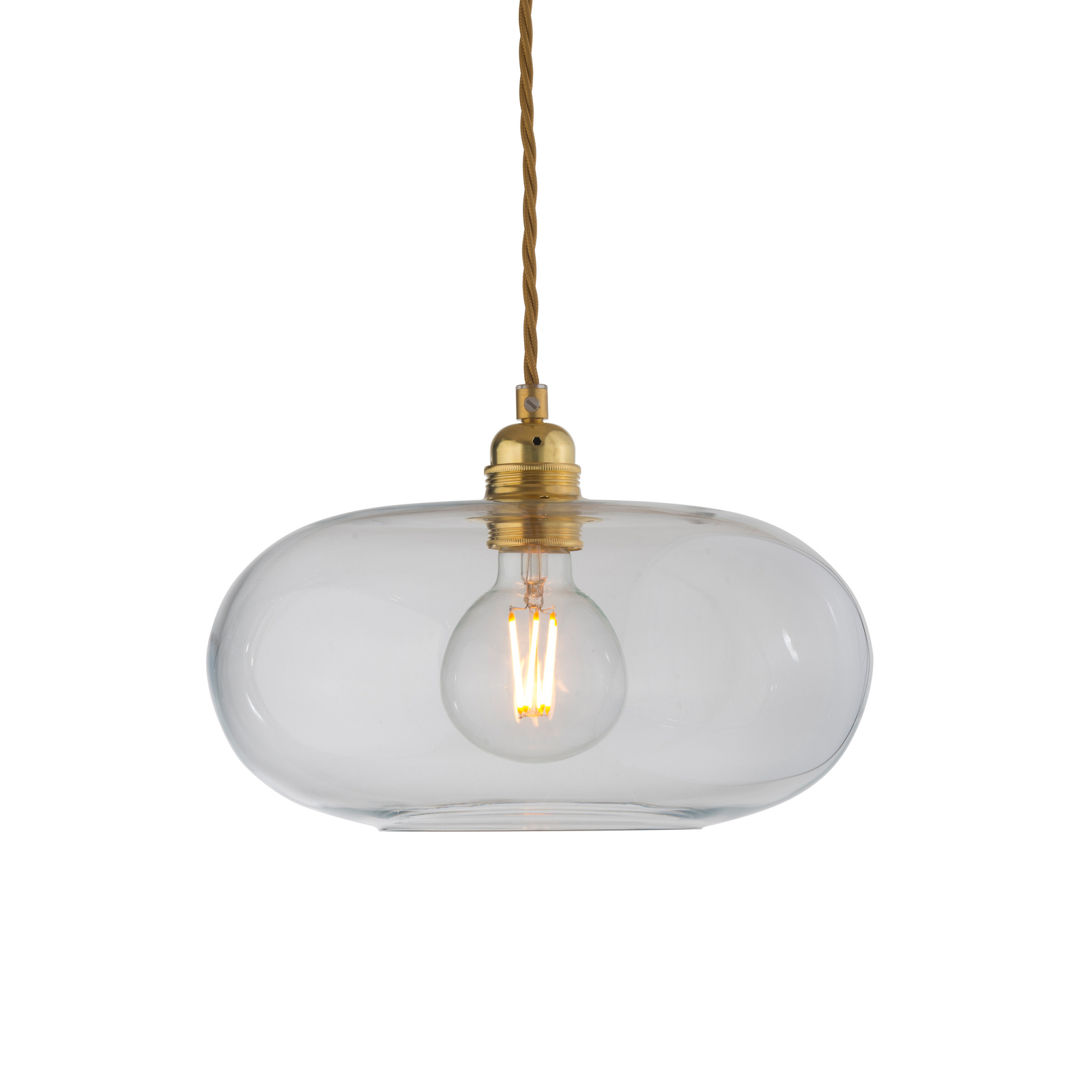 EBB & FLOW pendellampa Horizon, klar, glas, Ø 29 cm