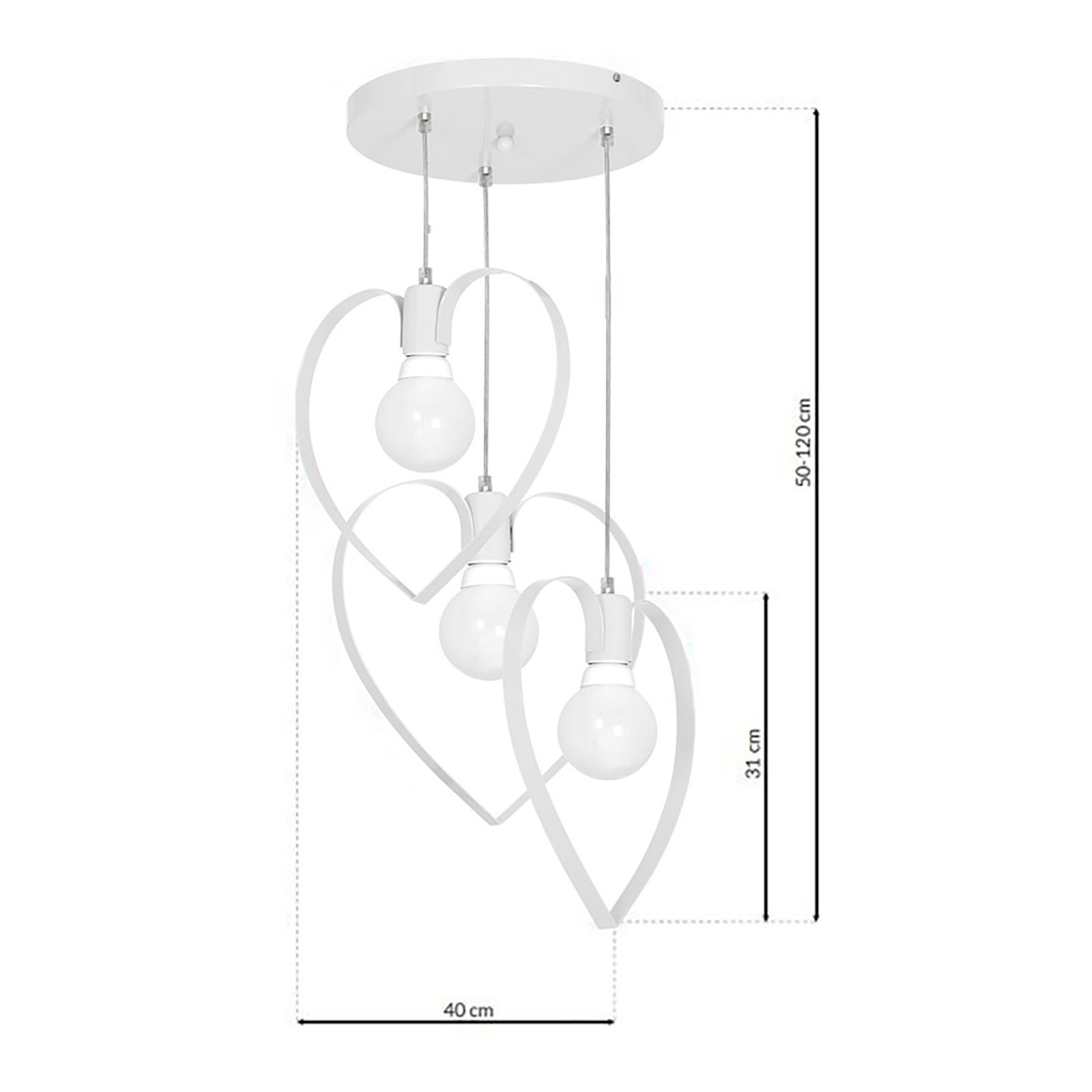 Hanglamp Amore, 3-lamps, wit