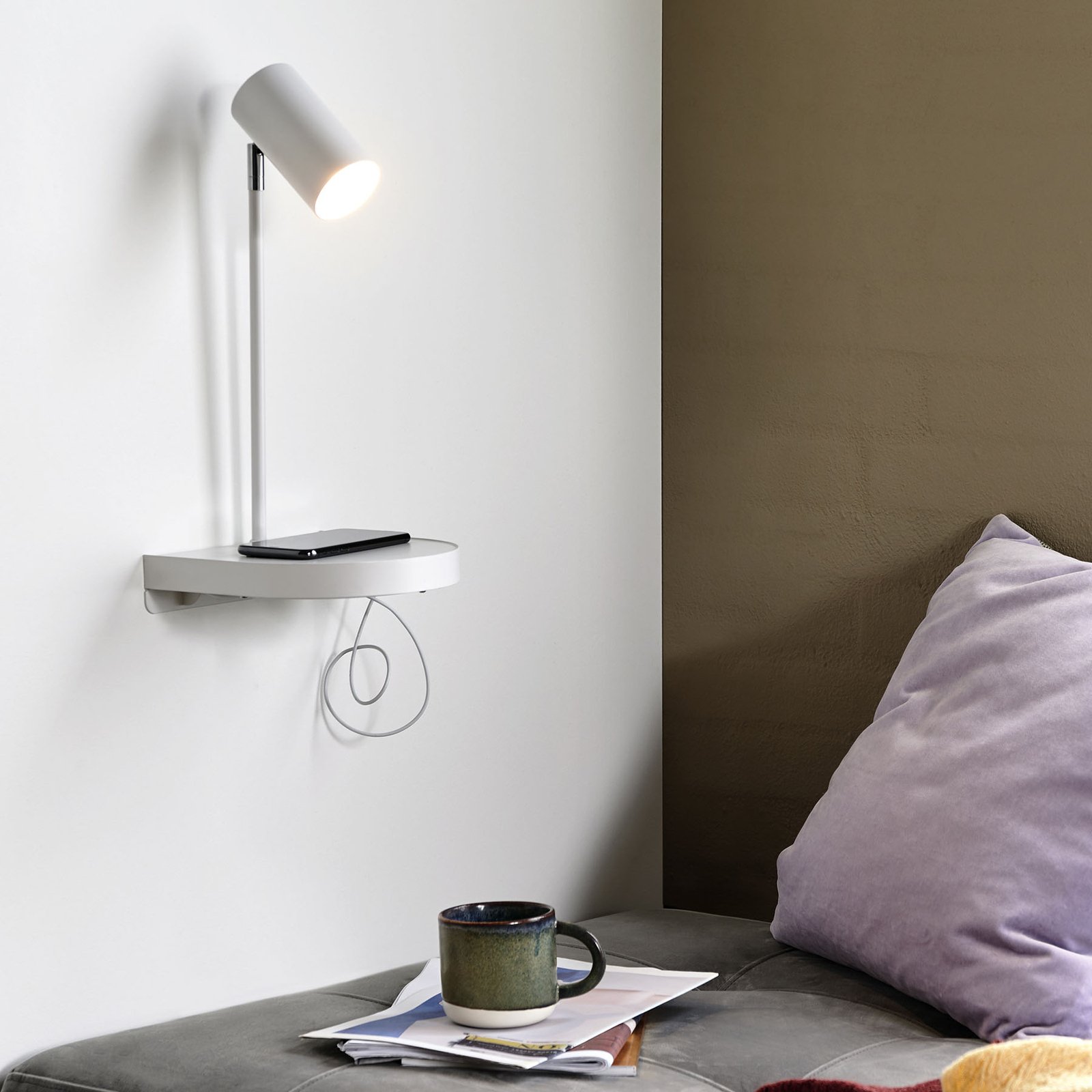 Cody Wandlamp w/USB-A Port for Charging White - Nordlux