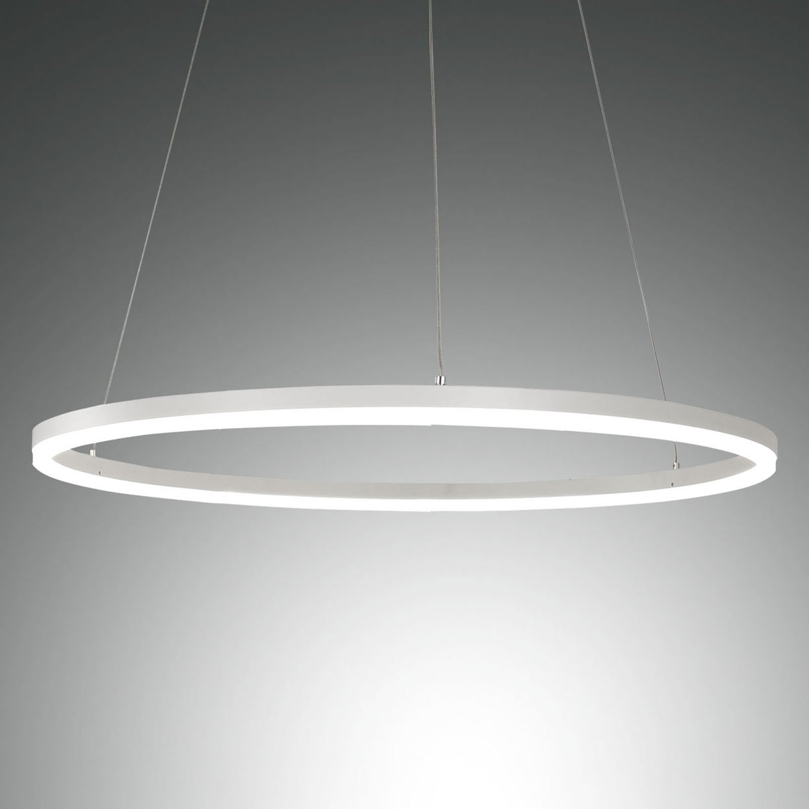 Fabas Luce Giotto LED pendant light, one-bulb, white, for Living / Dining Room, metal, methacrylate, 36 W, energy efficiency: A+