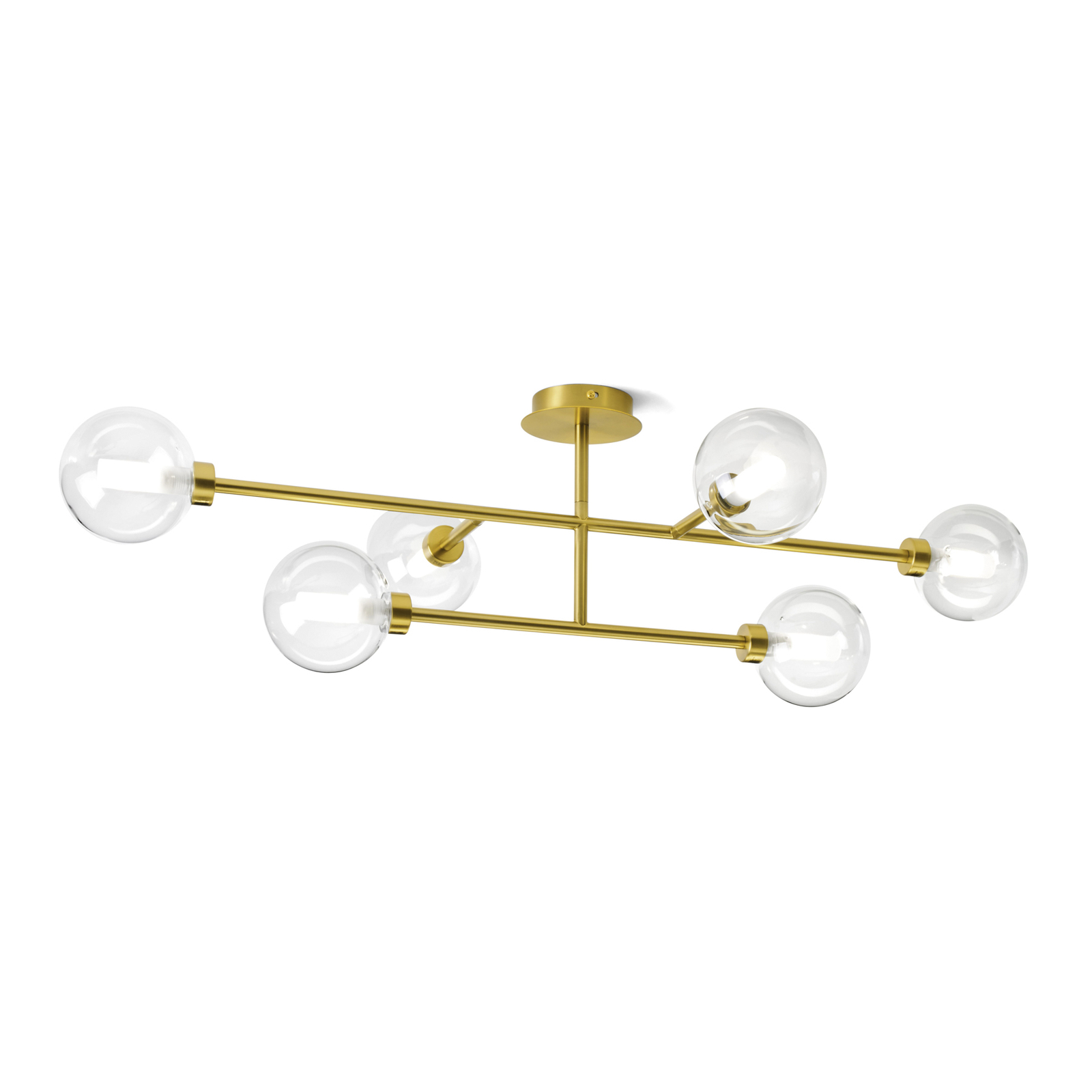 Dom ceiling light, 6-bulb, clear/gold, glass