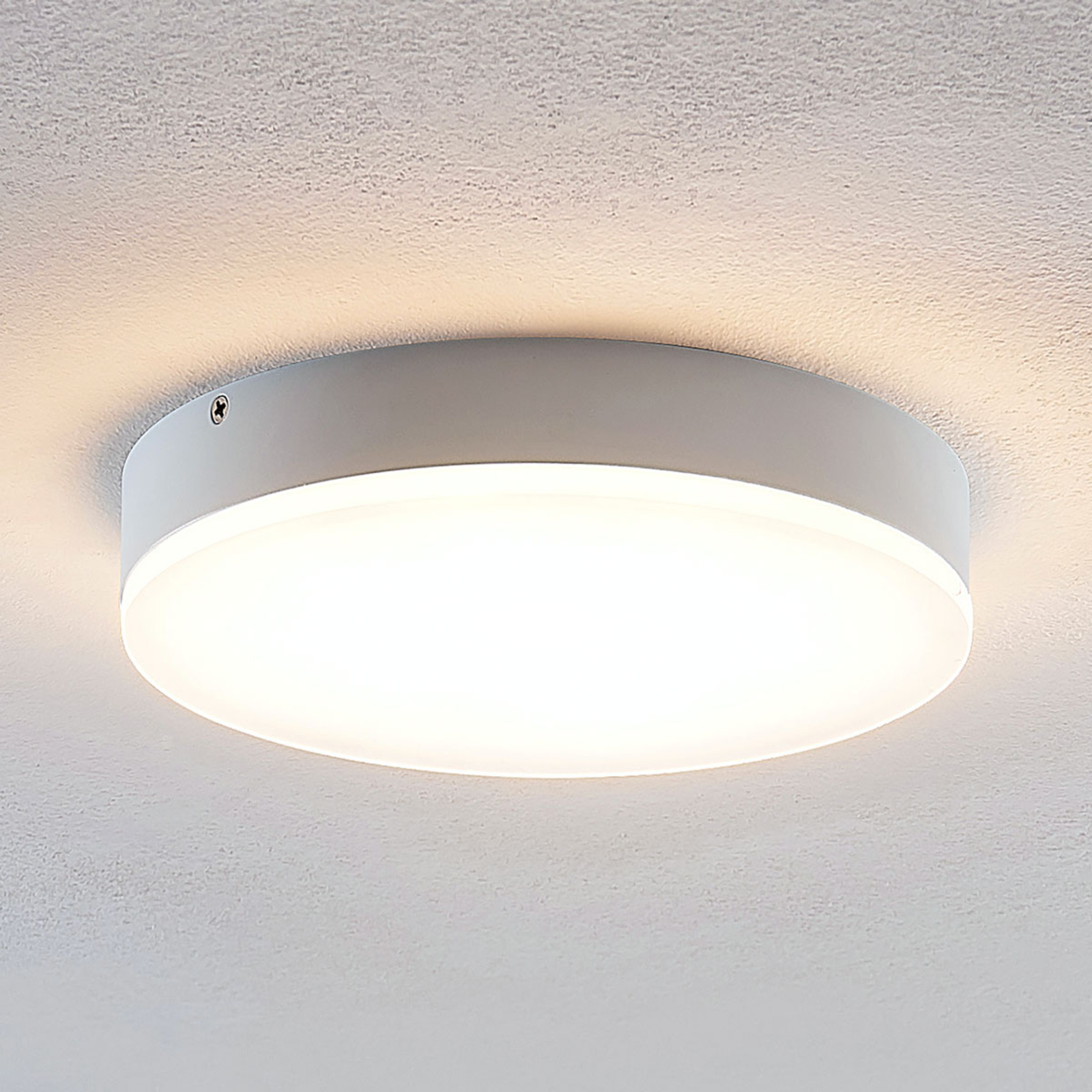 Lindby Leonta LED ceiling lamp, white, Ø 20 cm, for Living / Dining Room, aluminium, acrylic, 16 W, energy efficiency: A+, H: 3.4 cm