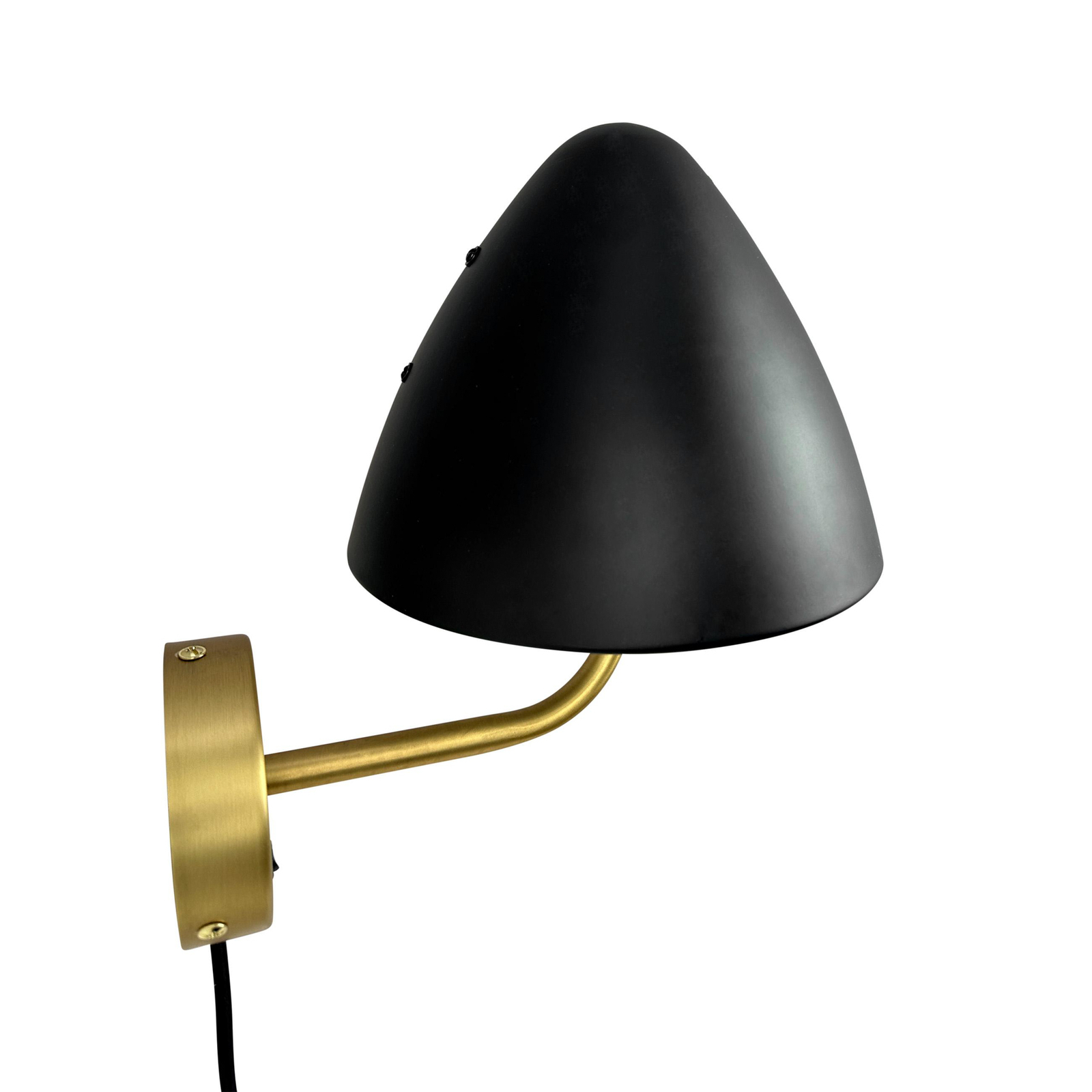 Dyberg Larsen wall lamp Oulu, black/brass, Ø 20.3 cm