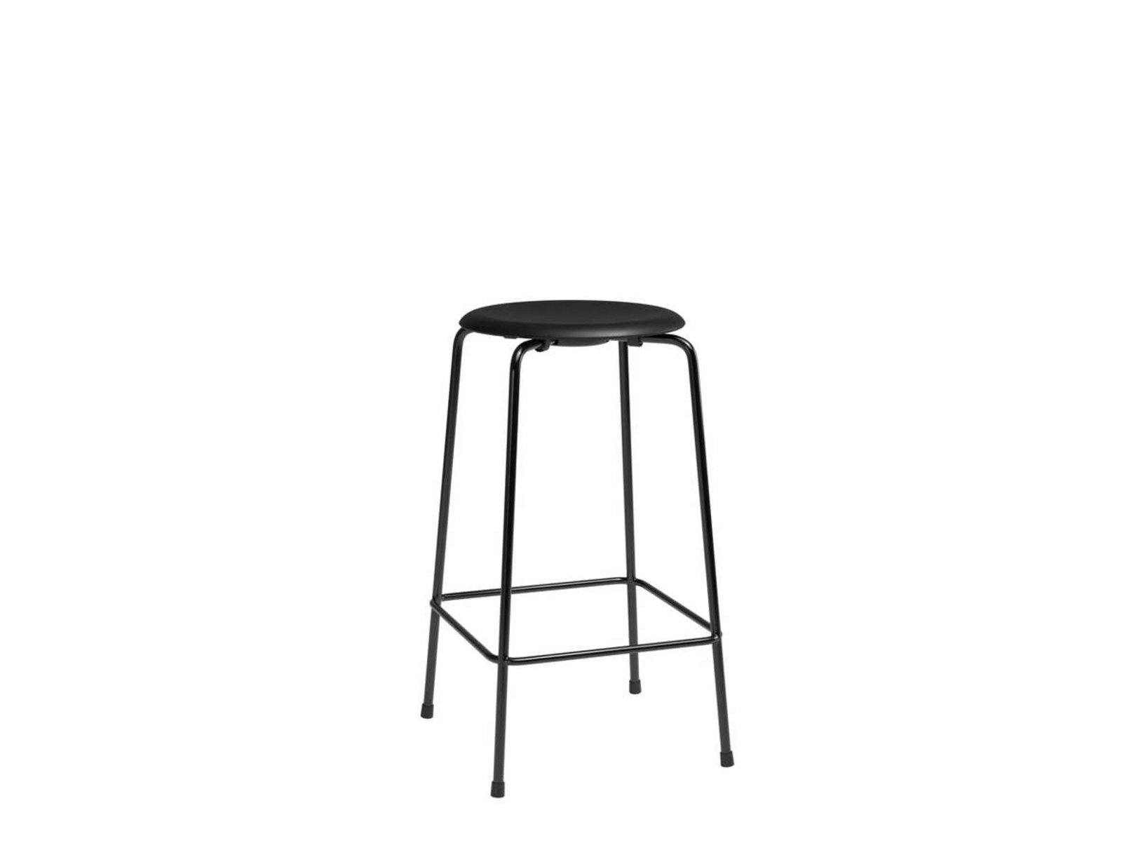 High Dot bar stool, 65 cm, black, leather - FRITZ HANSEN