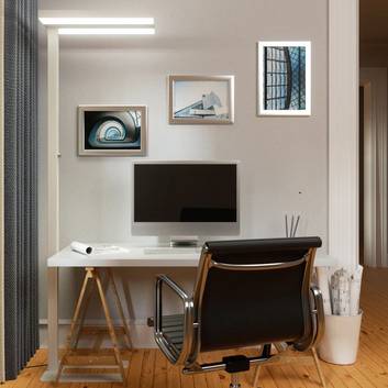 Logan - led kantoor-vloerlamp met dimmer in wit