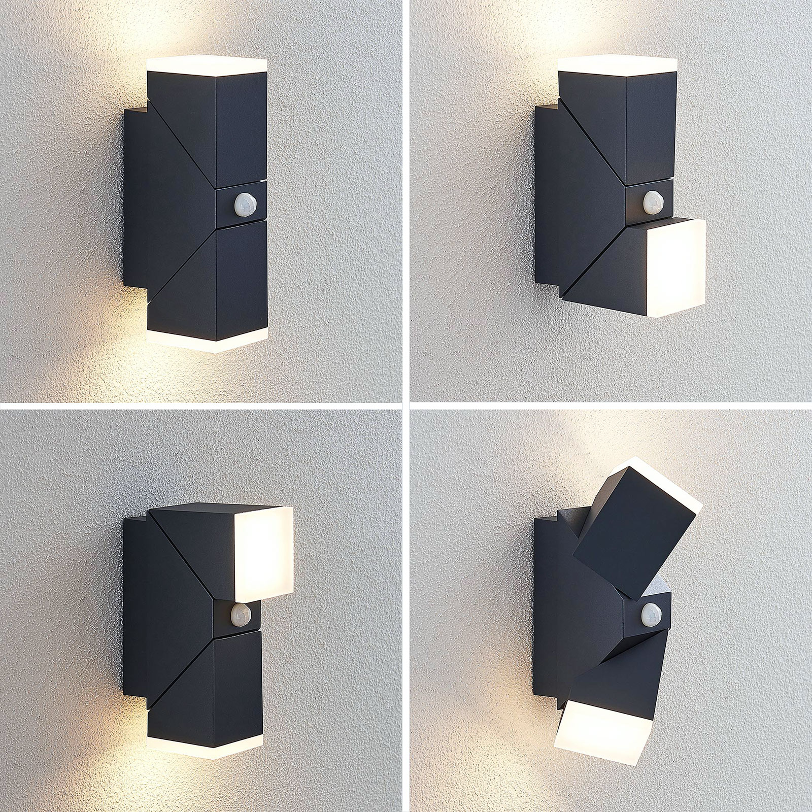 Sally Outdoor Wall Lamp w/Sensor Dark Grey/White - Lindby