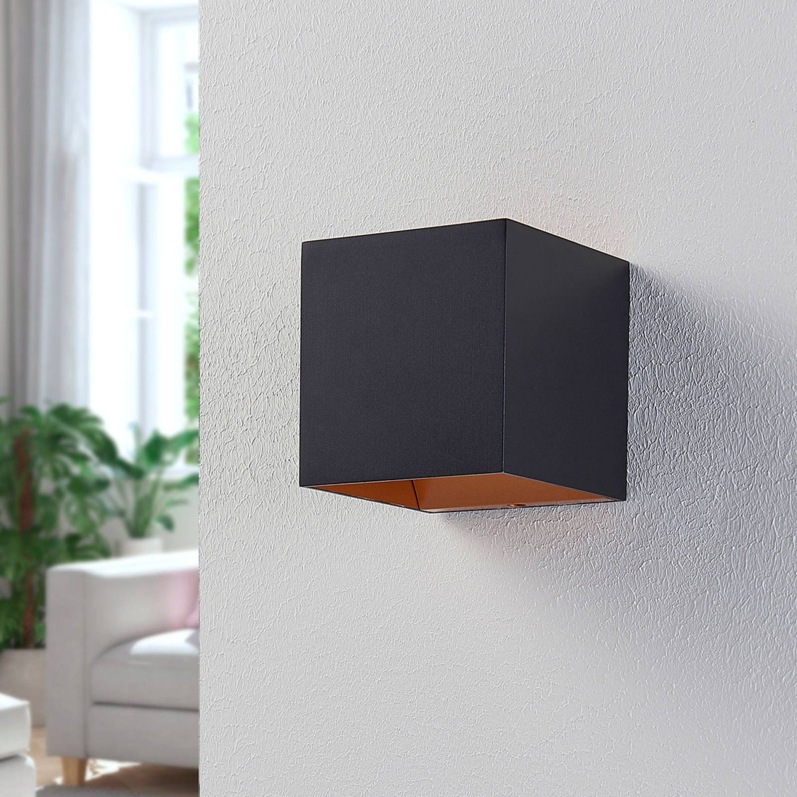 Arcchio Aldrina LED-vegglampe kube svart