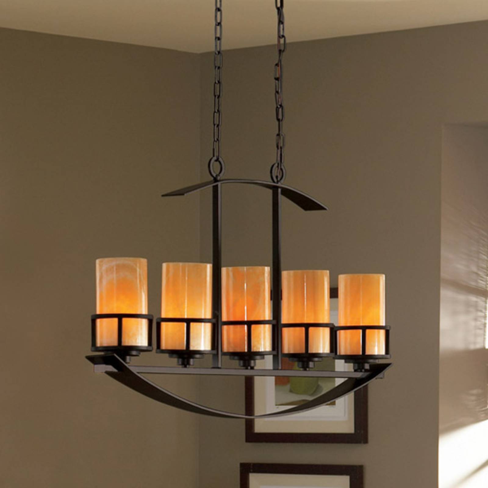 Photos - Chandelier / Lamp Quoizel Long pendant light Kyle with 5 onyx lampshades 