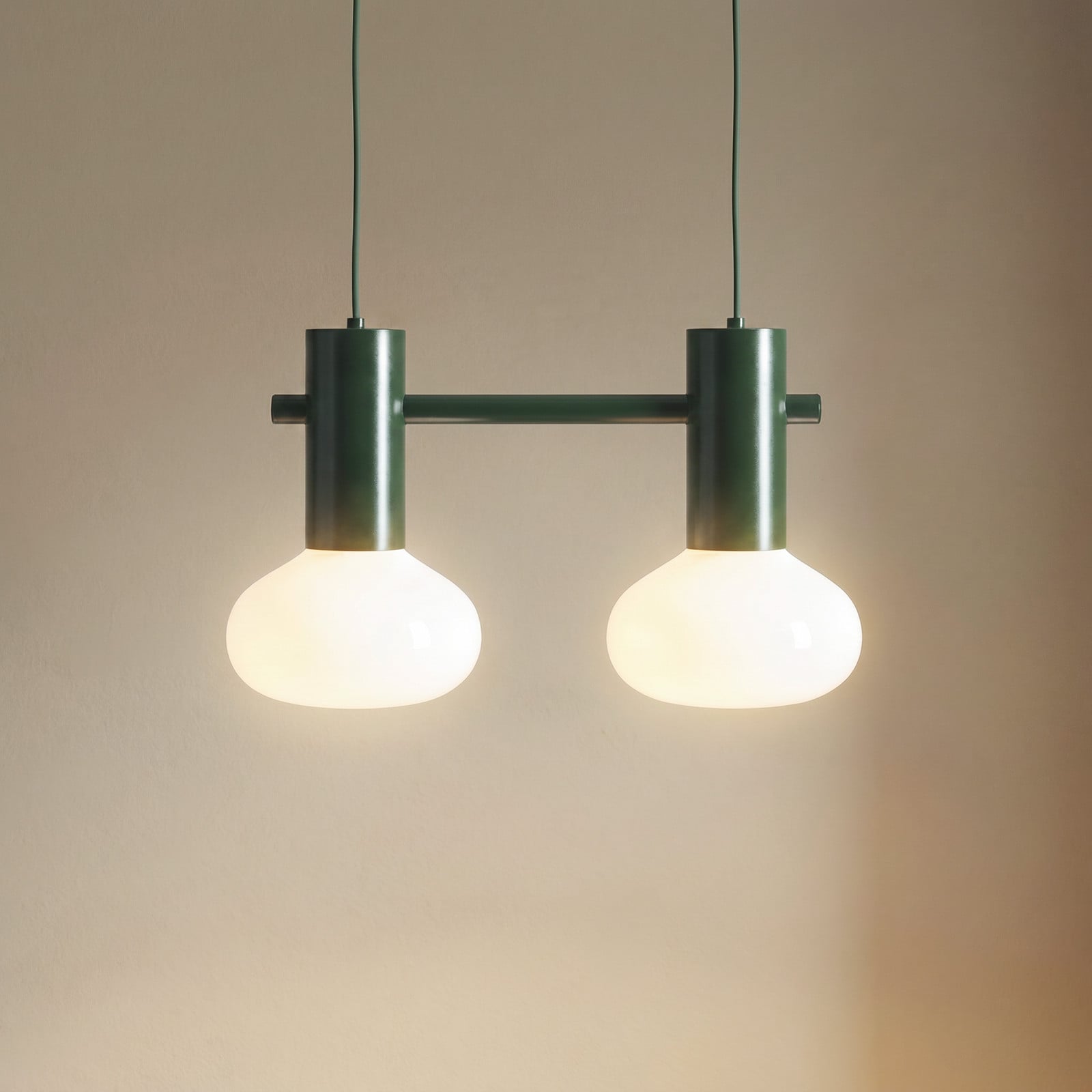 ALDEX Lampă suspendată Flo verde cu 2 becuri sticlă - Camera de zi / sufragerie - Design - verde alb - Metal