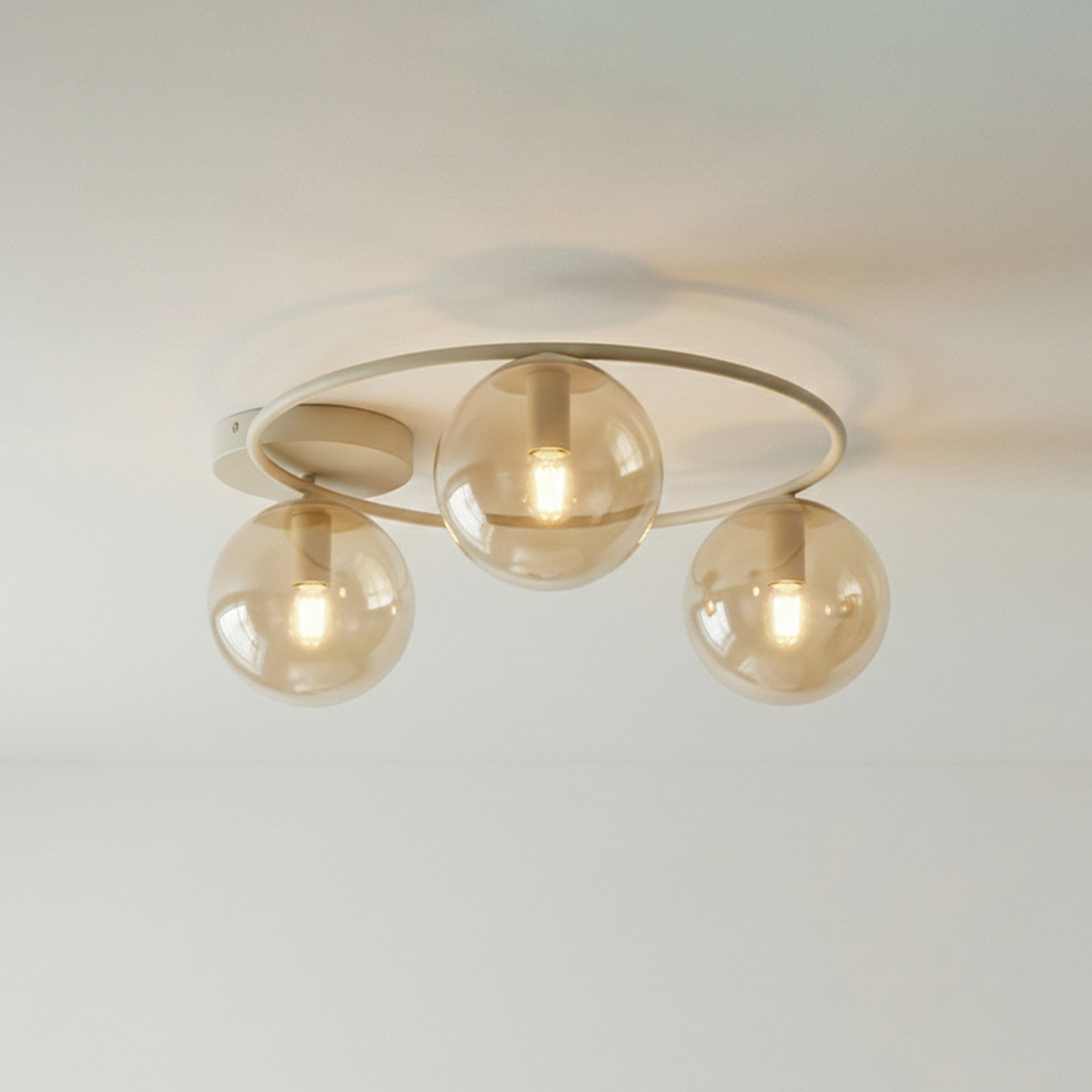 Sopra ceiling light, beige, Ø 47 cm, 3-bulb, glass/metal, E14