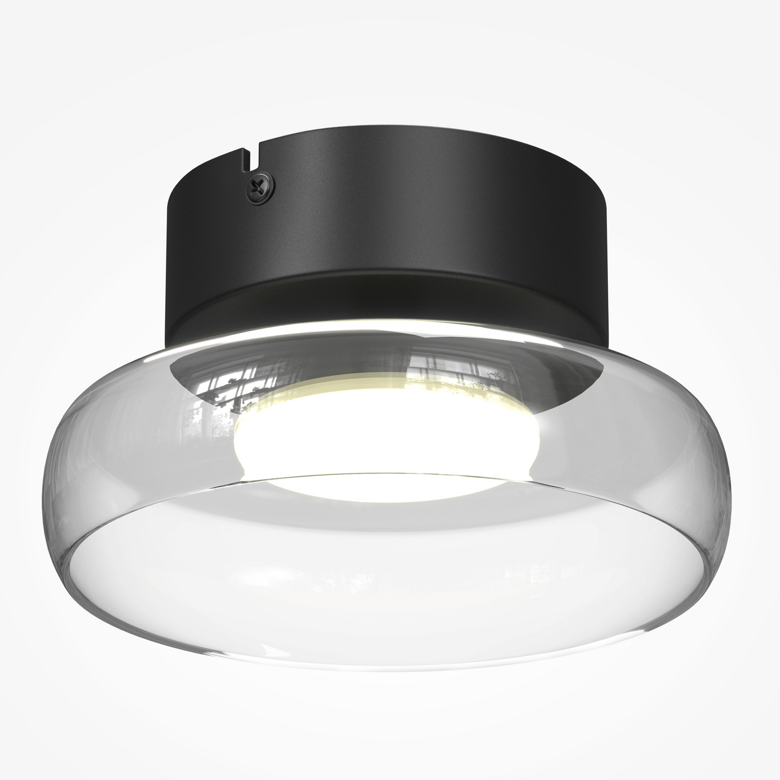 FLOAT LED mennyezeti világítás, átlátszó/fekete, Ø 20 cm, üveg/fém FLOAT LED mennyezeti világítás, átlátszó/fekete, Ø 20 cm, üveg/fém