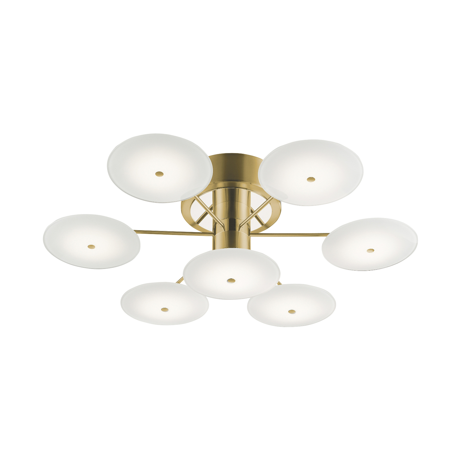 B+M LEUCHTEN Astra ceiling lamp, 7-bulb, brass
