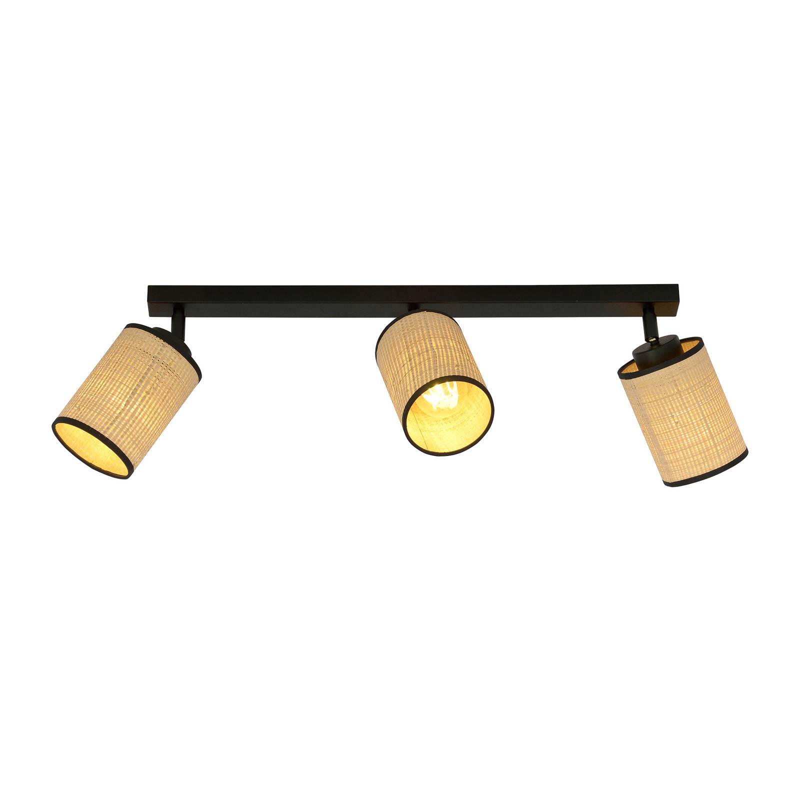 Spot pour plafond Yoga noir/aspect rotin 3 lampes