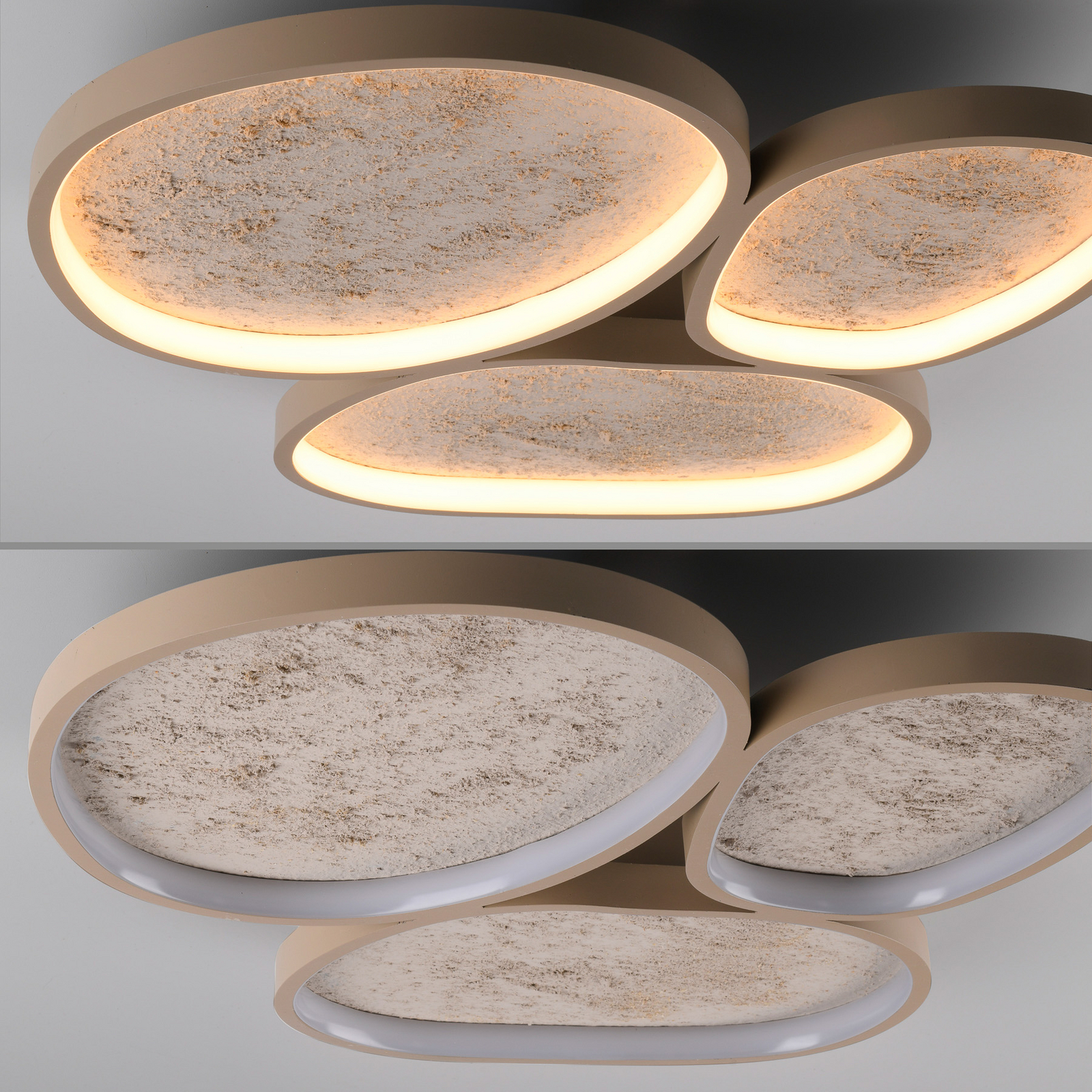 Moonbraker 3 LED ceiling light, sand beige, 3,000K, dimmable