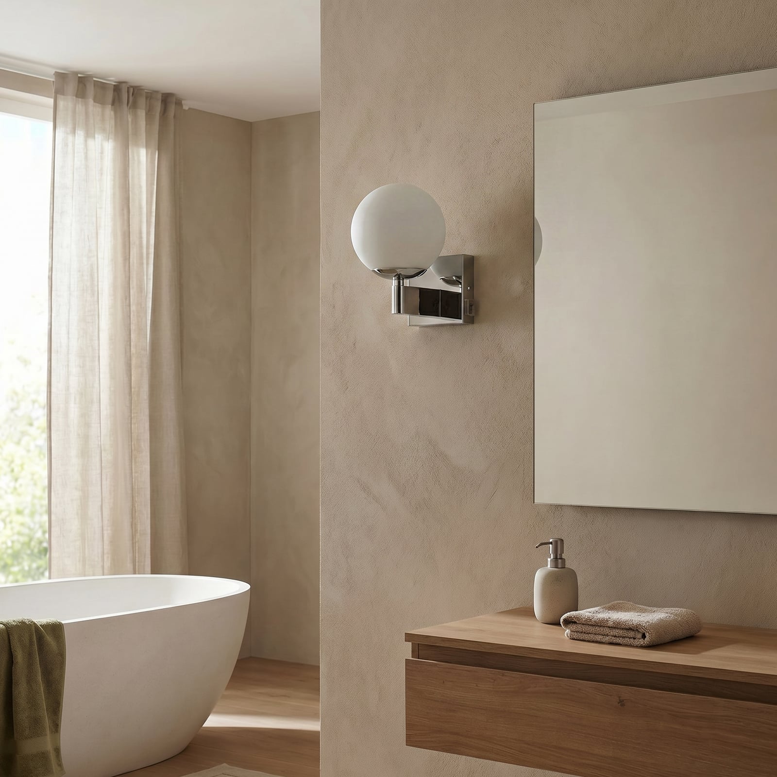 Applique Kula salle de bain verre IP44 chromée