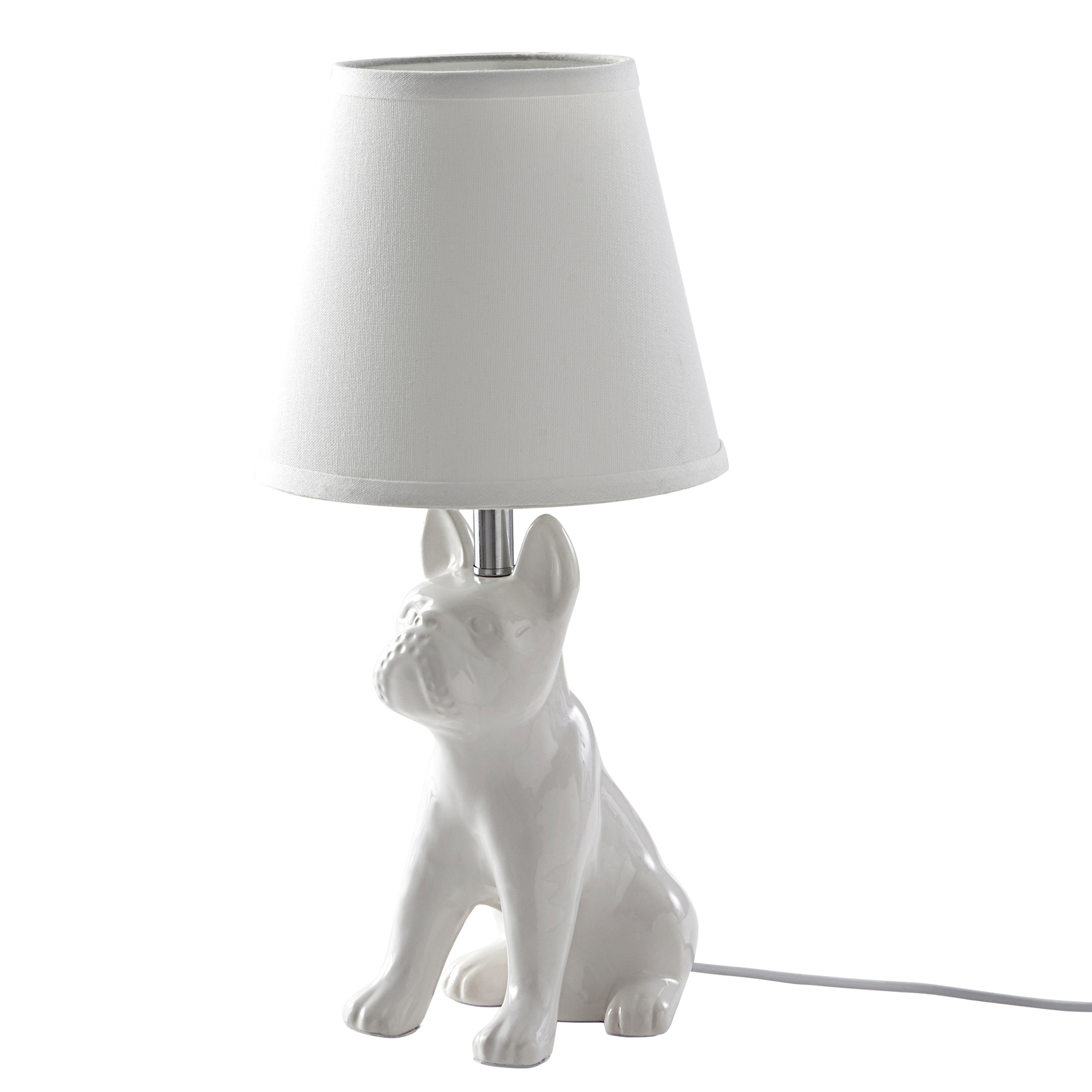 Lindby asztali lámpa Herry, fehér, kerámia, kutya, 46,5 cm magas